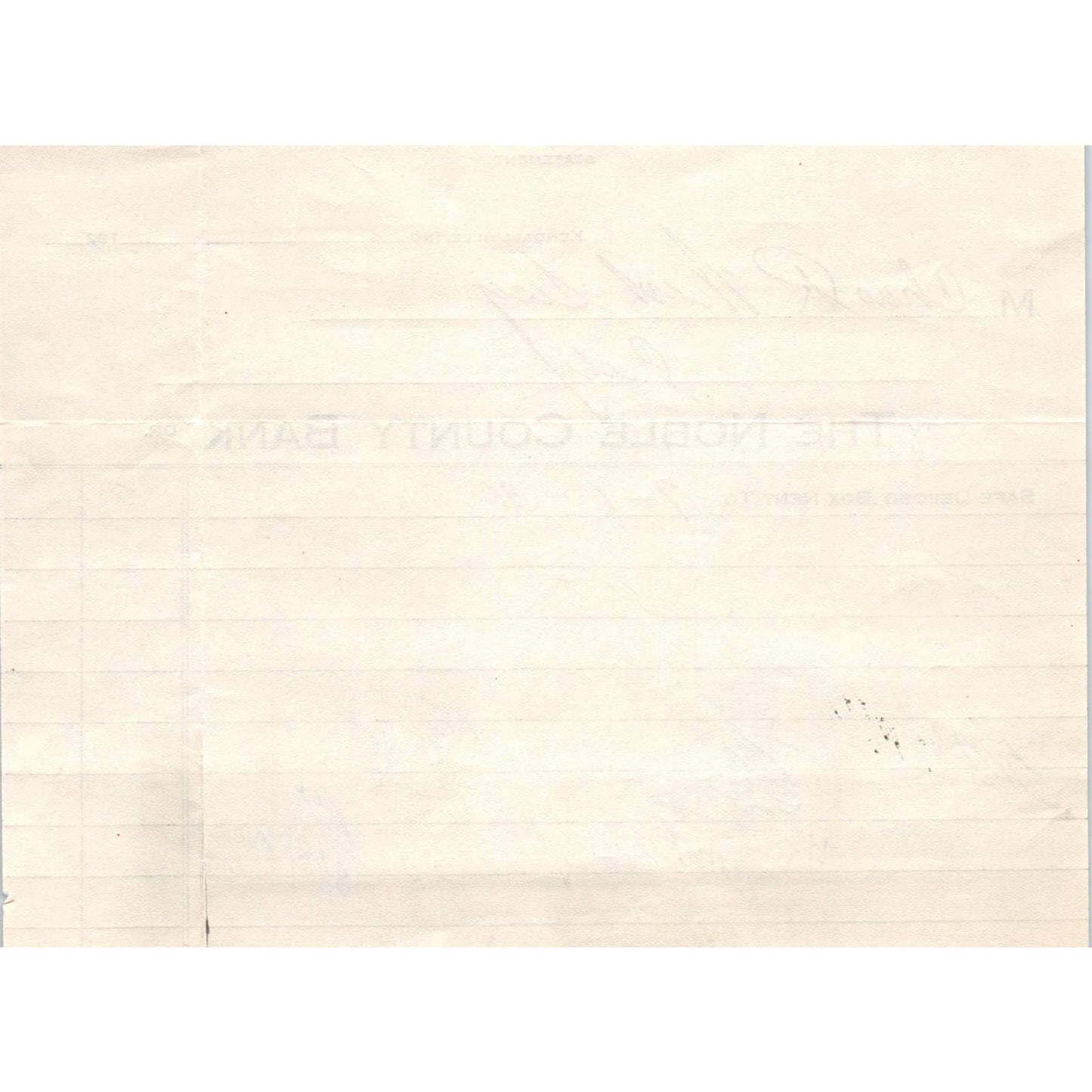 1920s The Noble County Bank Safe Deposit Box Rent Receipt Kendallville IN AD8