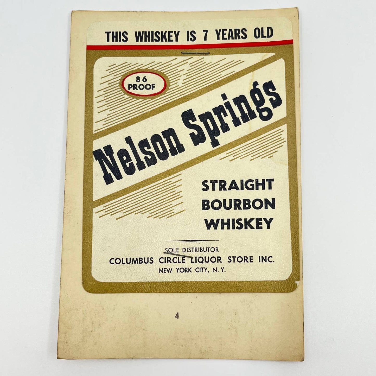 Nelson Springs Bourbon Whiskey Label Columbus Circle Liquor Store New York City