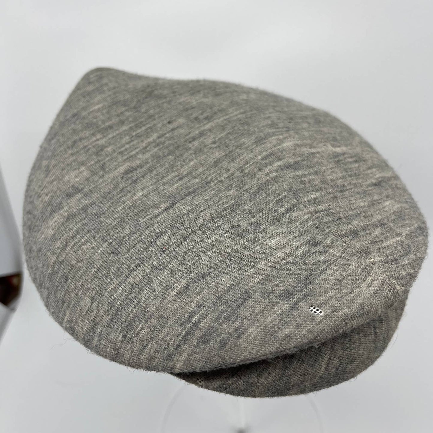 Vintage Gray Knit Beanie Beret with Bow & Rhinestone Some Wear HB1