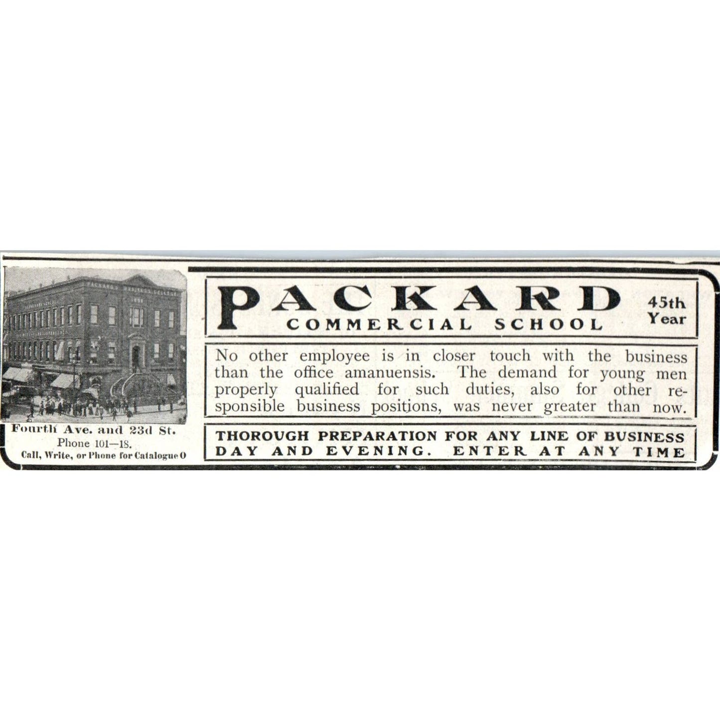 Packard Commercial School New York - 1903 Original Ad TJ7-L