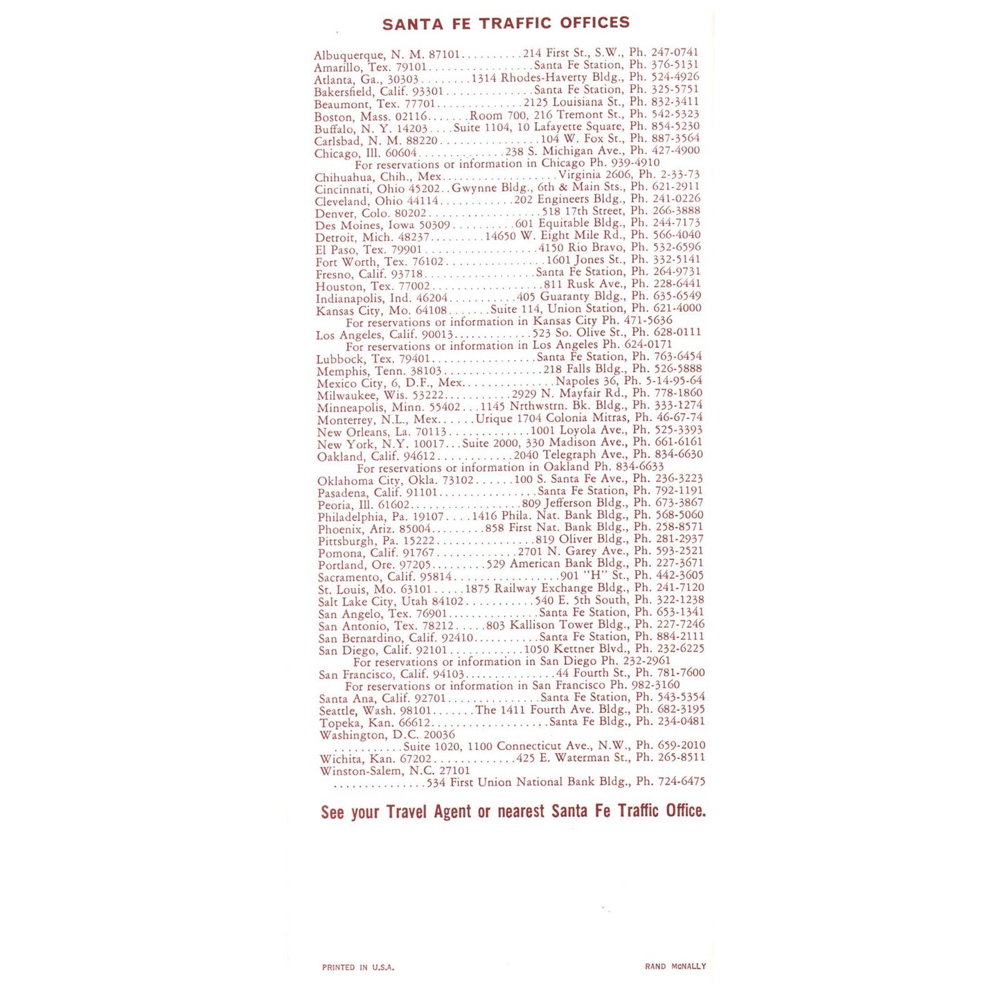 1970 Atchison, Topeka and Santa Fe Railway Co. Timetable SE4