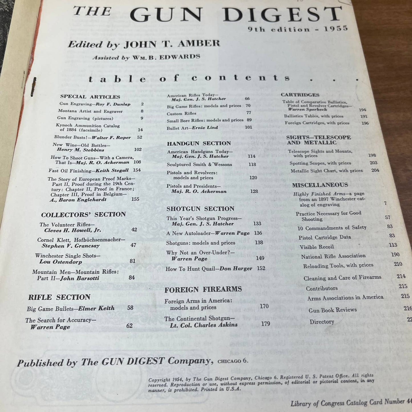 Vintage 1955 The Gun Digest 9th Edition Klein's Sporting Goods John T. Amber TH4