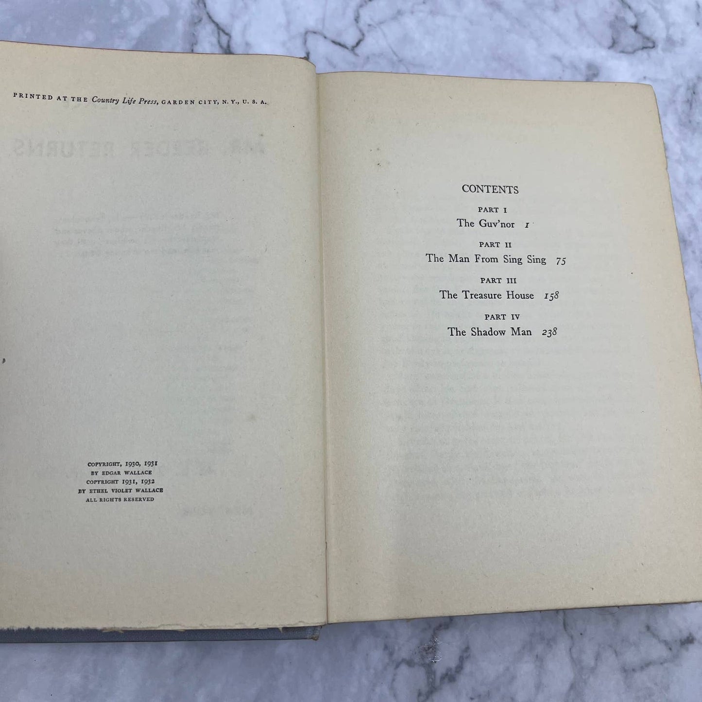 1932 Mr Reeder Returns Edgar Wallace A L Burt Co Mystery Novel HC TC4