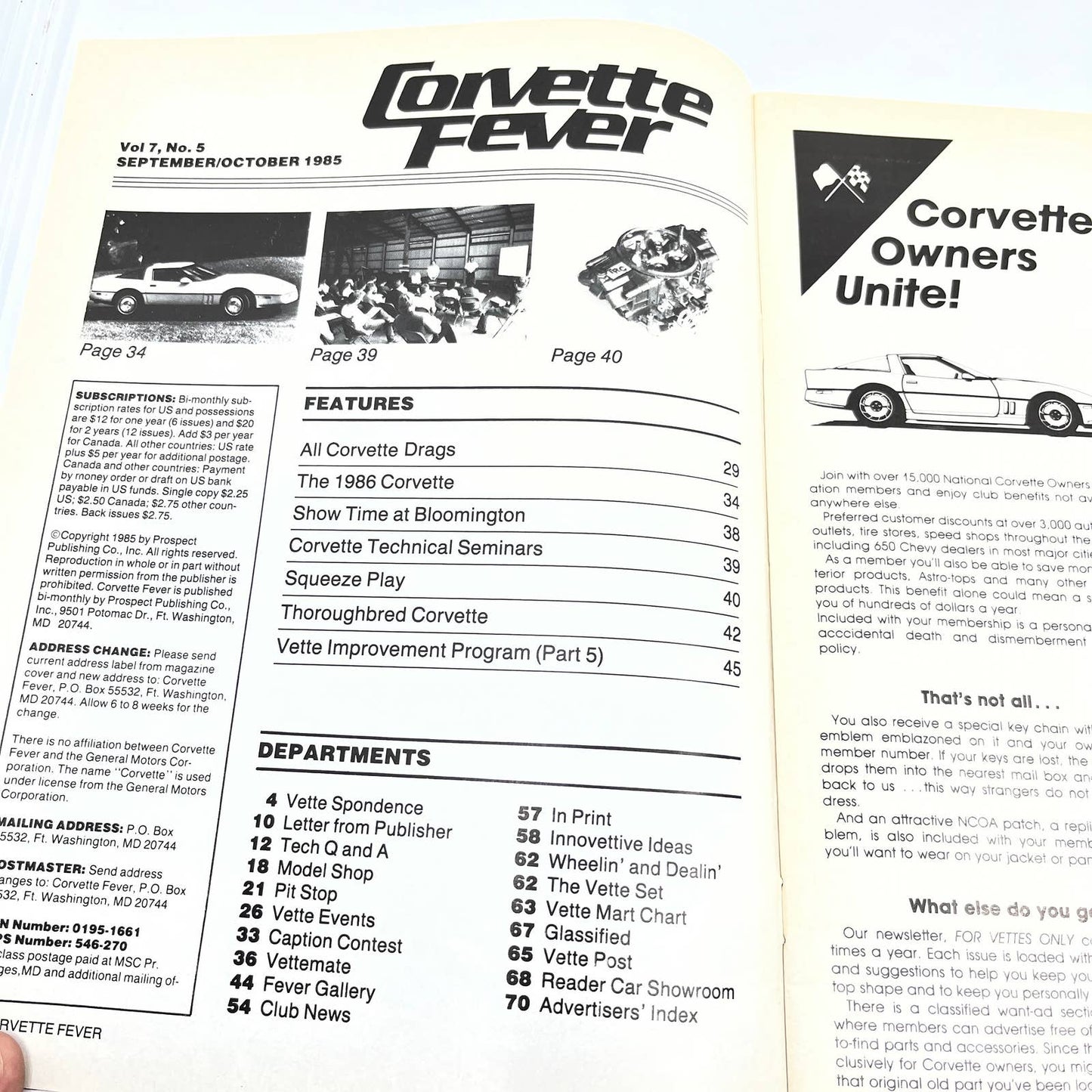 1985 Sept/Oct Corvette Fever Magazine Vette Improvement Program TG1