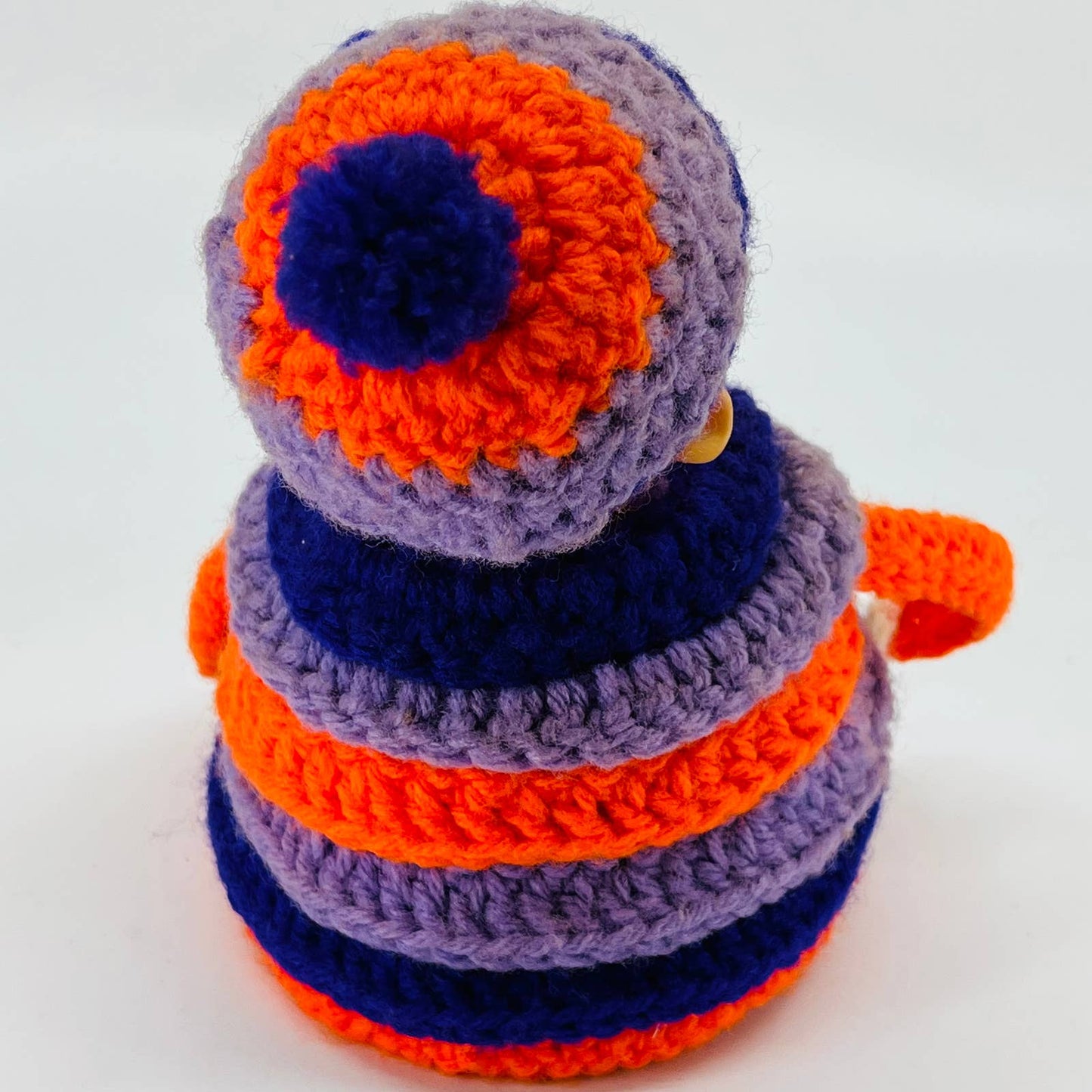 1960s Crocheted Creepy Google Eye Doll Oddity w/ Removable Hat 6” TD2
