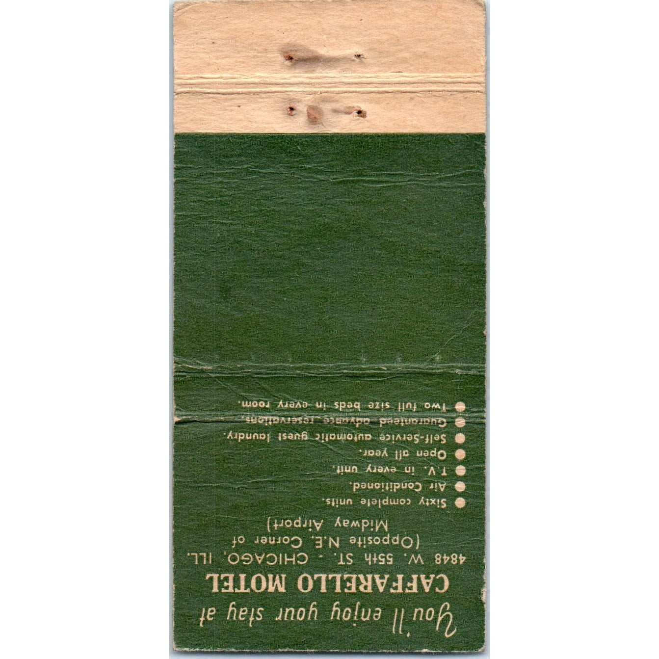 Caffarello Motel Chicago Advertising Matchbook Cover MM10-3
