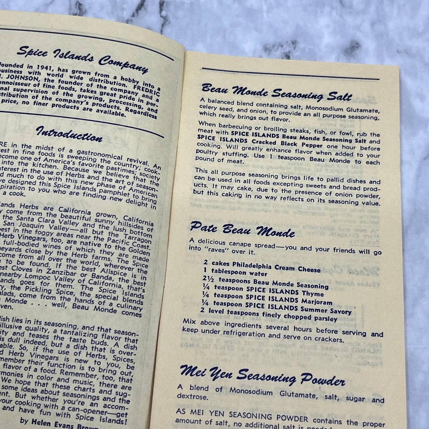 1950 SPICE ISLANDS COMPANY Herb Spice Vinegar Charts and Recipes Booklet TJ4
