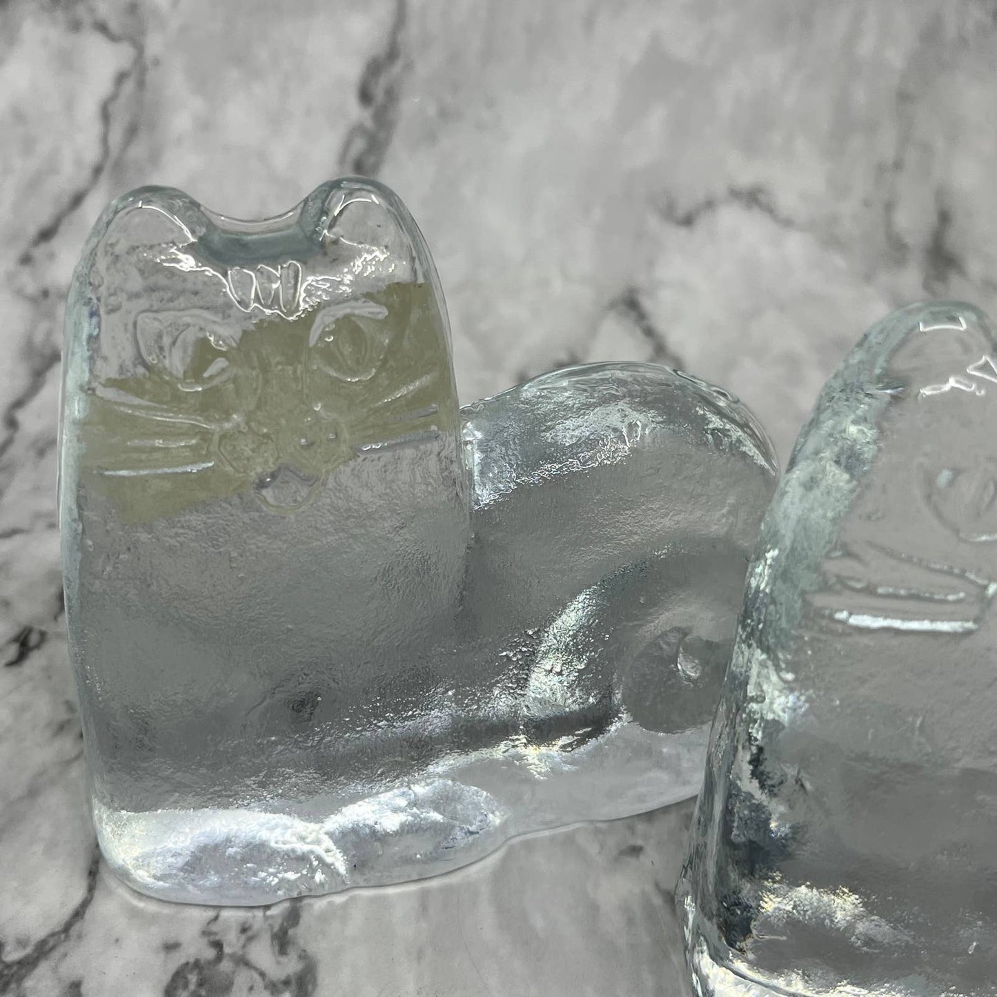 Lisa Larson 'Djur i Frihet', Crystal Cat Royal Krona Bookends Set of 2 TK1