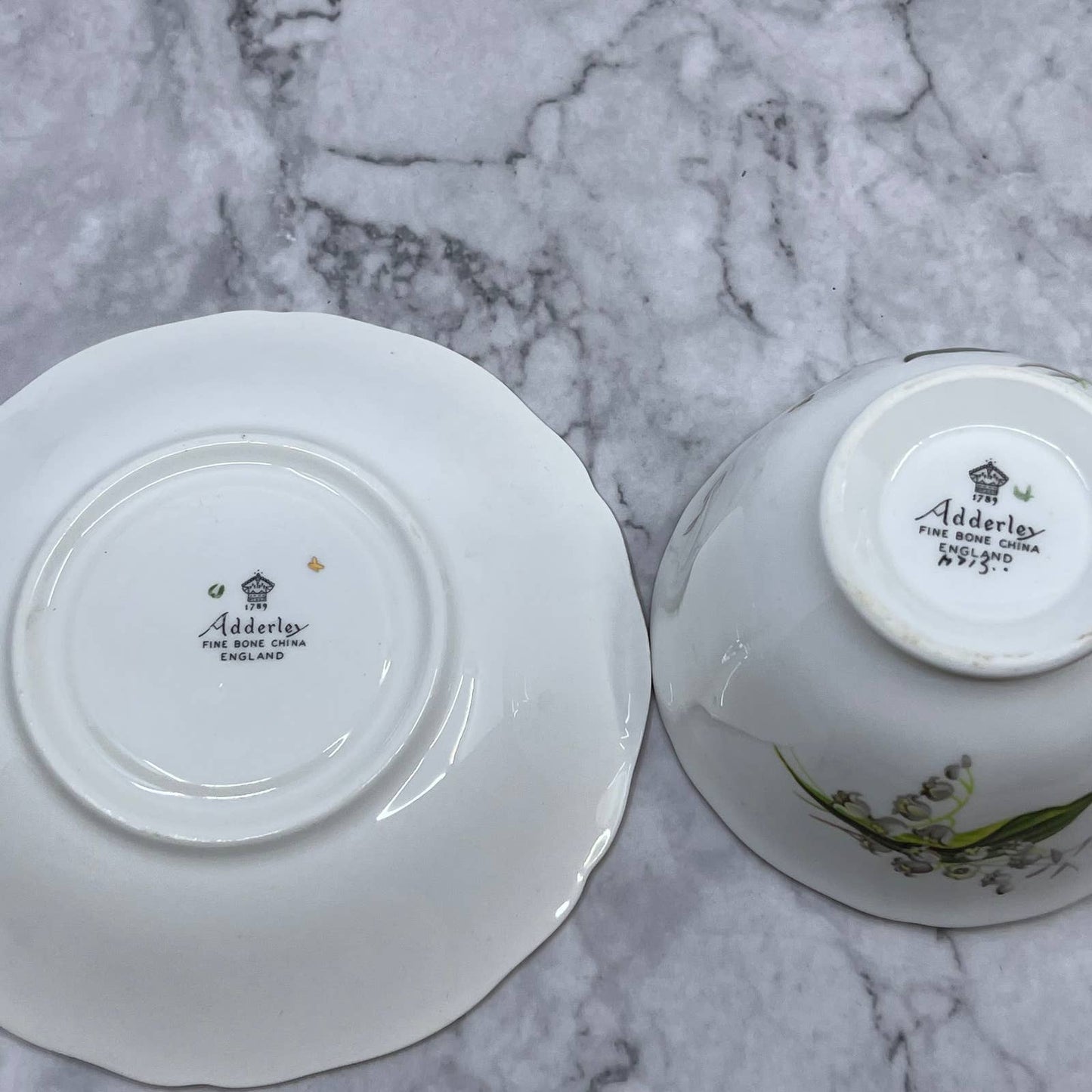 Adderley Bone China England Tea Cup and Saucer ~ Lily of The Valley TD1
