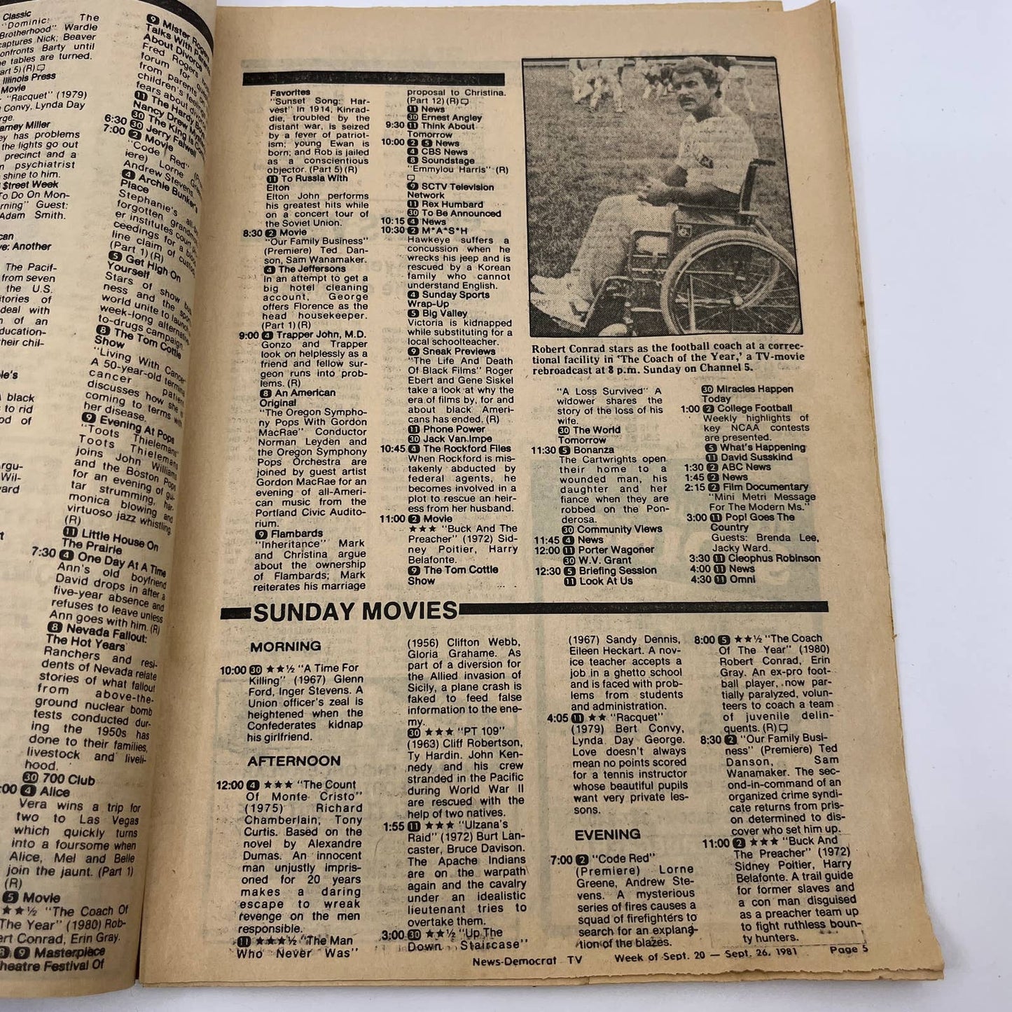 1981 Sept 20 Bellville IL News-Democrat TV Listings Shaggy Dog Boomer TG6