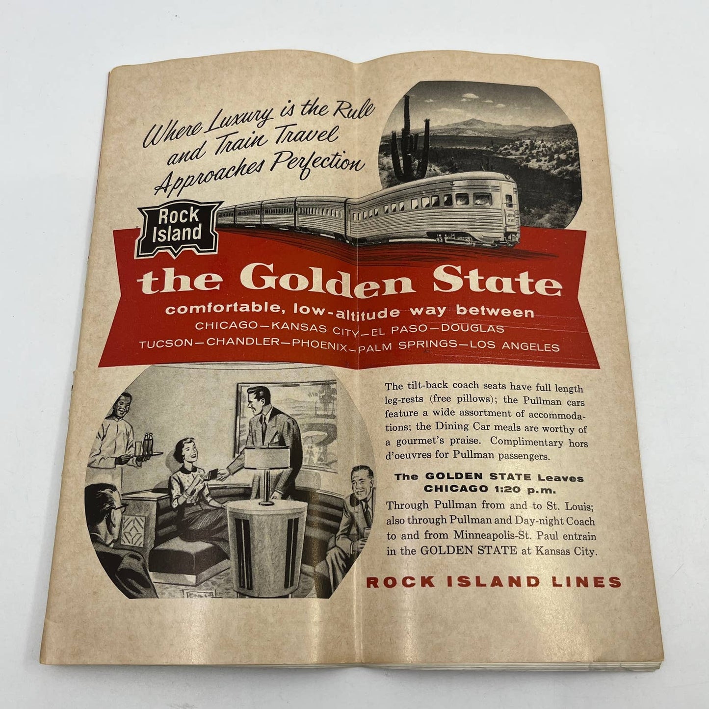 1955 Rock Island Railway Railroad Time Table Brochure "Rock Island Rockets" TG6