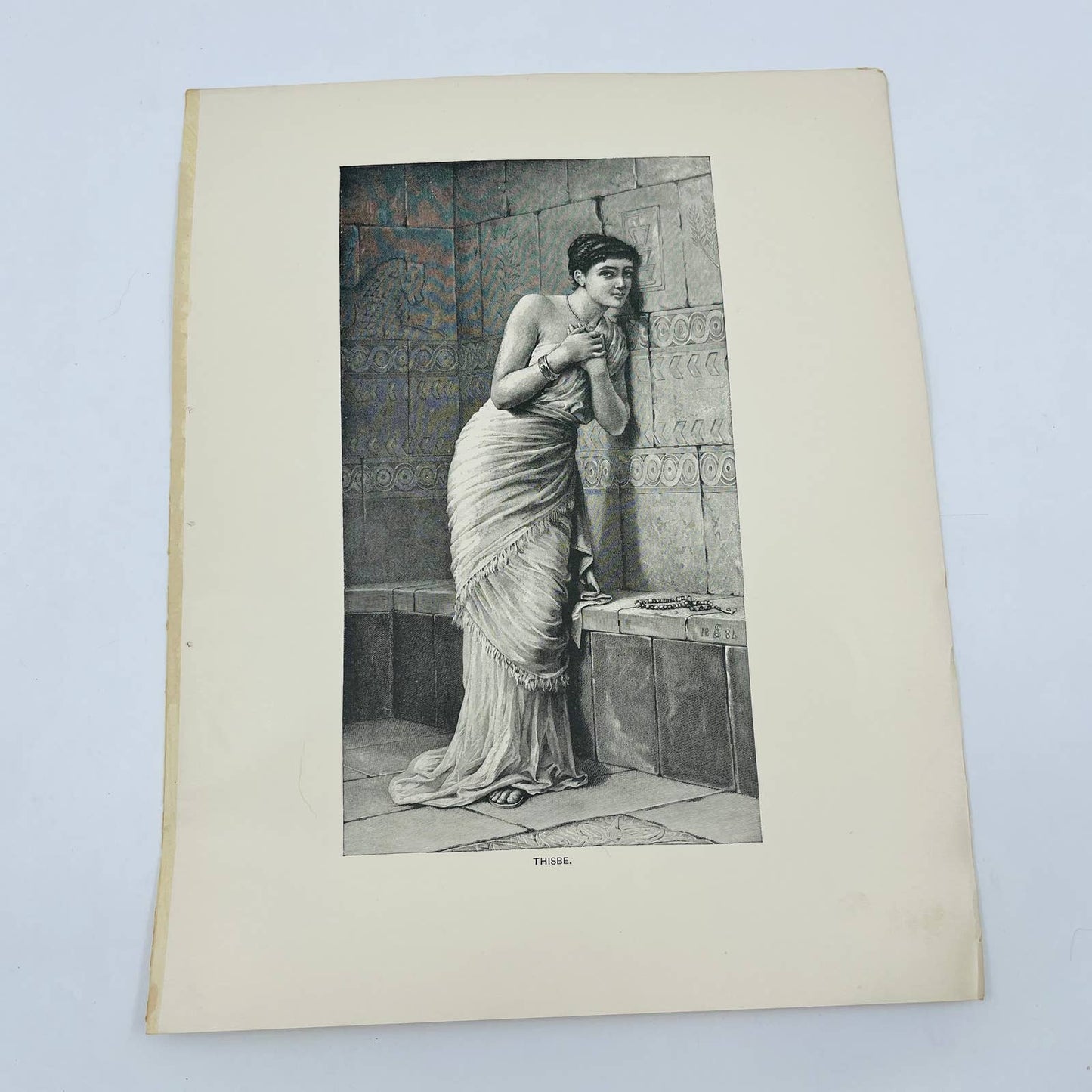 1880s Victorian Art Print Engraving THISBE E. Long