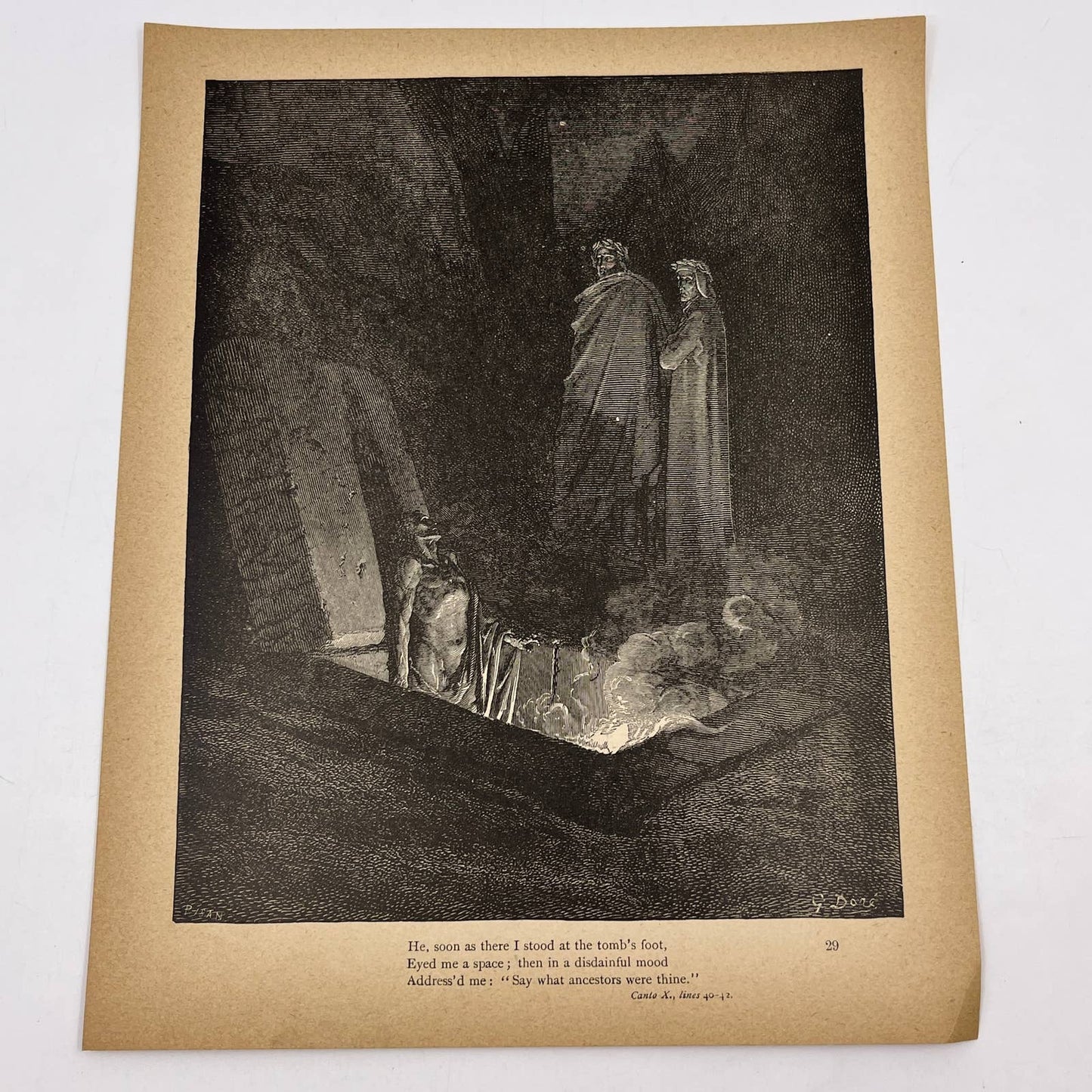 1880s Gustave Dore Engraving Divine Comedy Say what ancestors were thine FL4