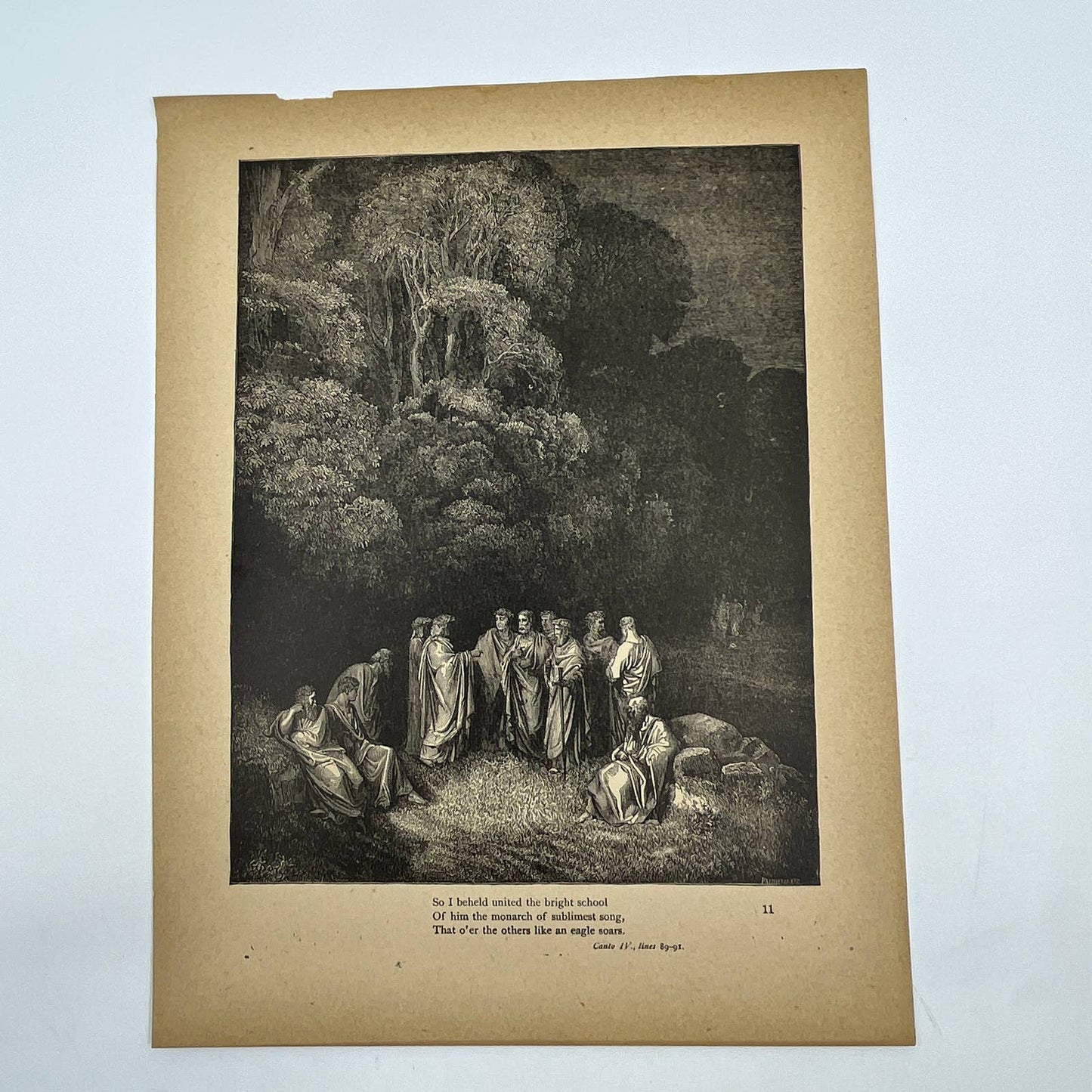 Original 1880s Gustave Dore Engraving Divine Comedy The First Circle of Hell FL4