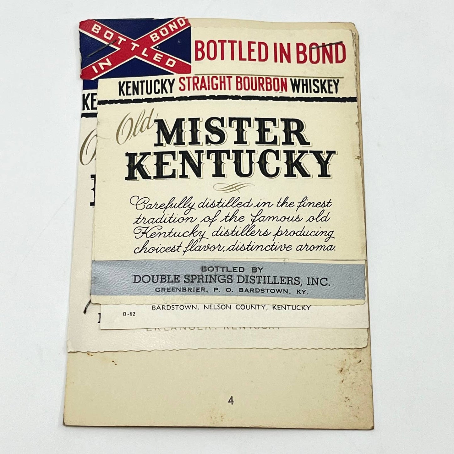 Old Mister Kentucky Whiskey Label Set of 5 Double Springs Distillery Greenbrier