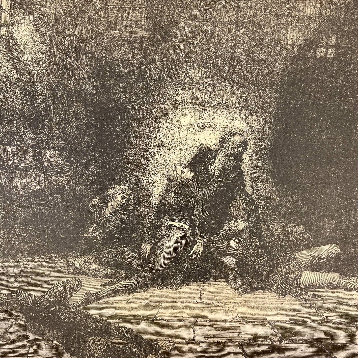 Original 1880s Gustave Dore Engraving Divine Comedy For me, my father! FL4