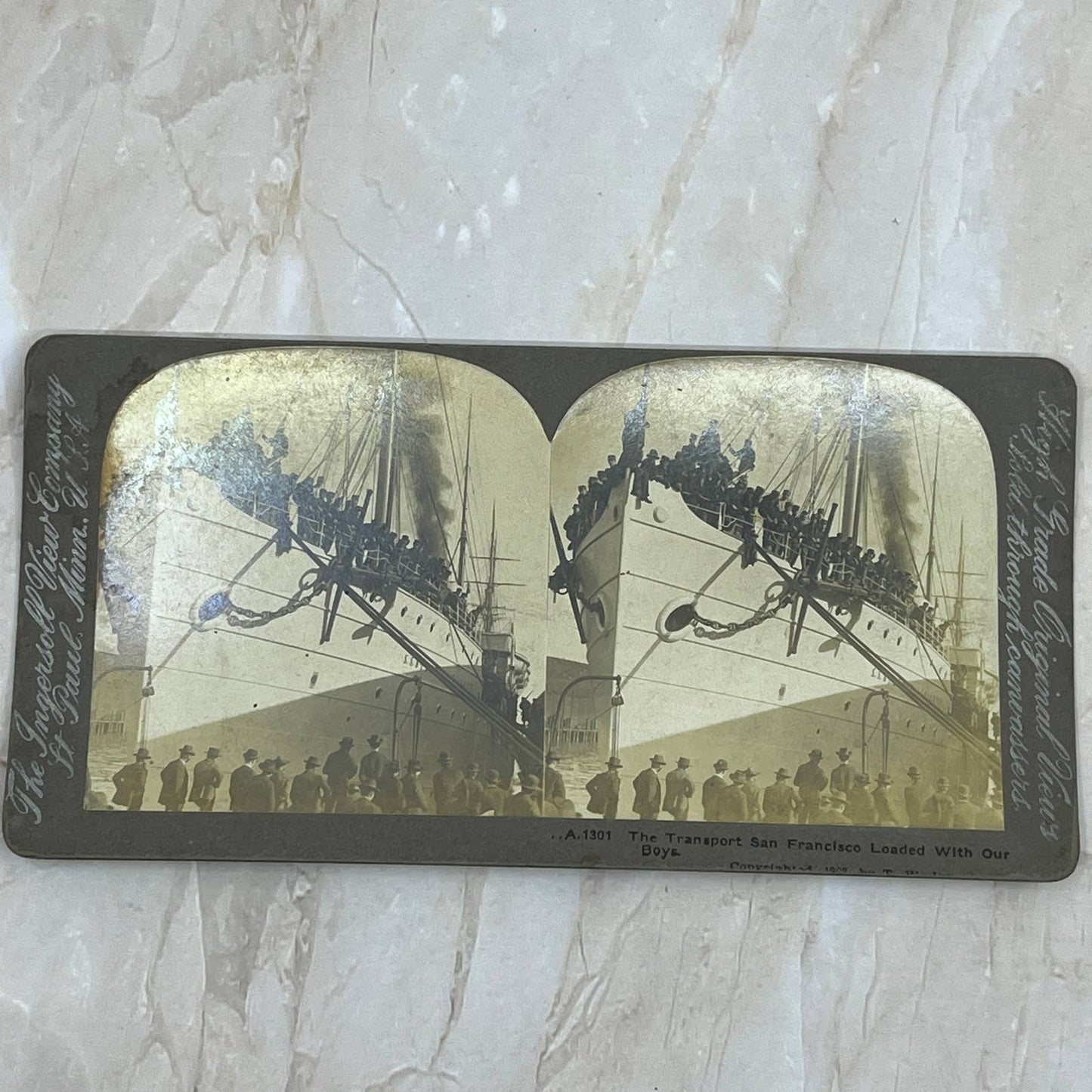The Transport San Francisco Spanish American War Antique Stereoview Card TJ1-C1
