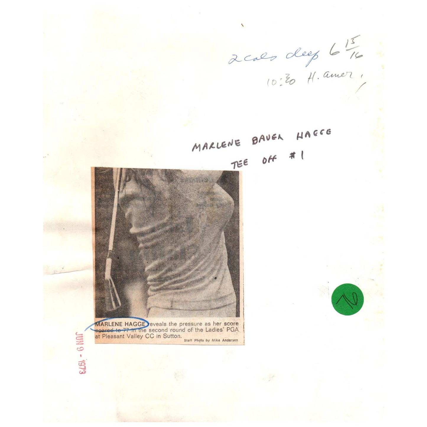 1973 Original Press Photo Ladies' PGA Golf Marlene Hagge 8x10 AD1