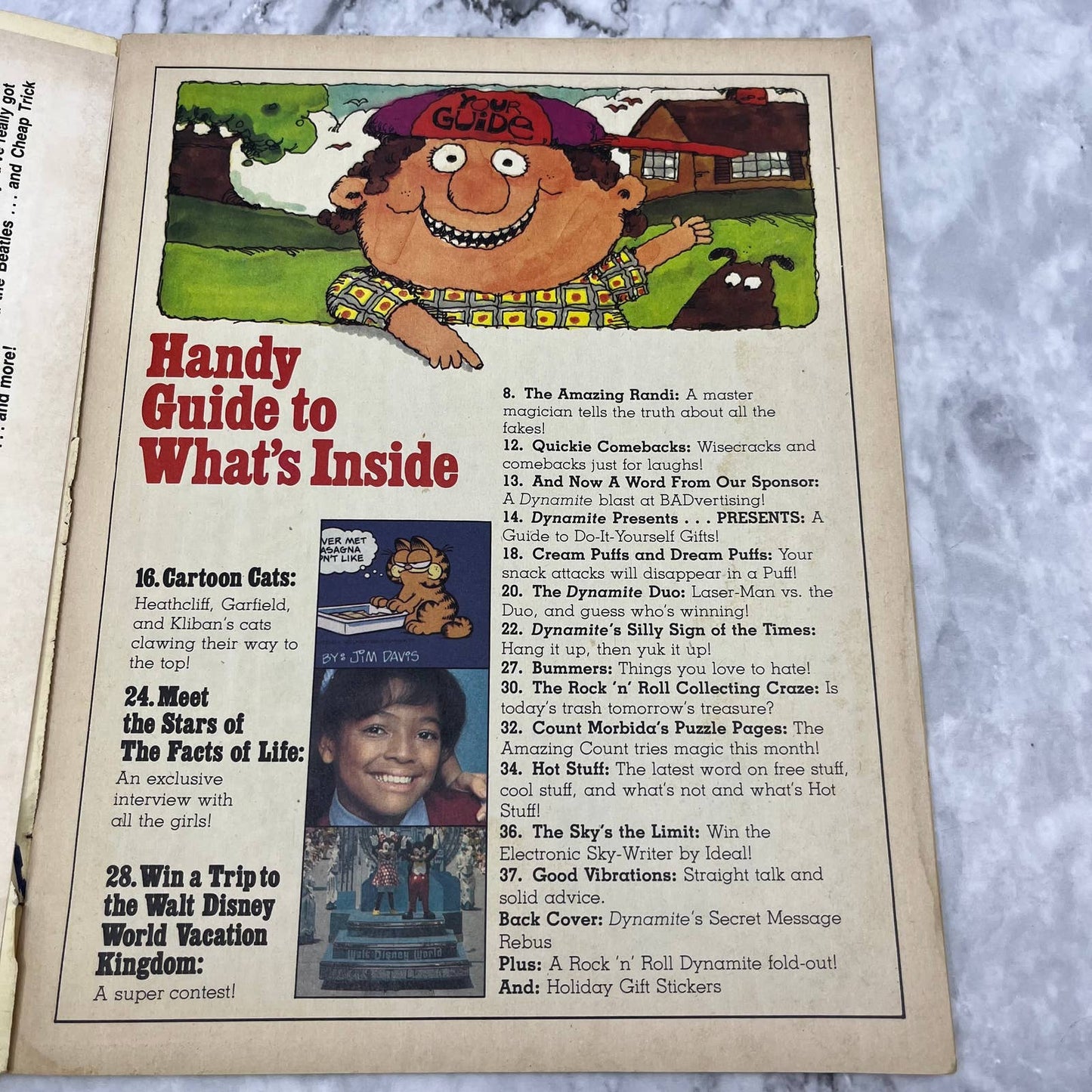 Amazing Randi magician Facts of Life Garfield DYNAMITE 1981 Nov Magazine TJ4-2