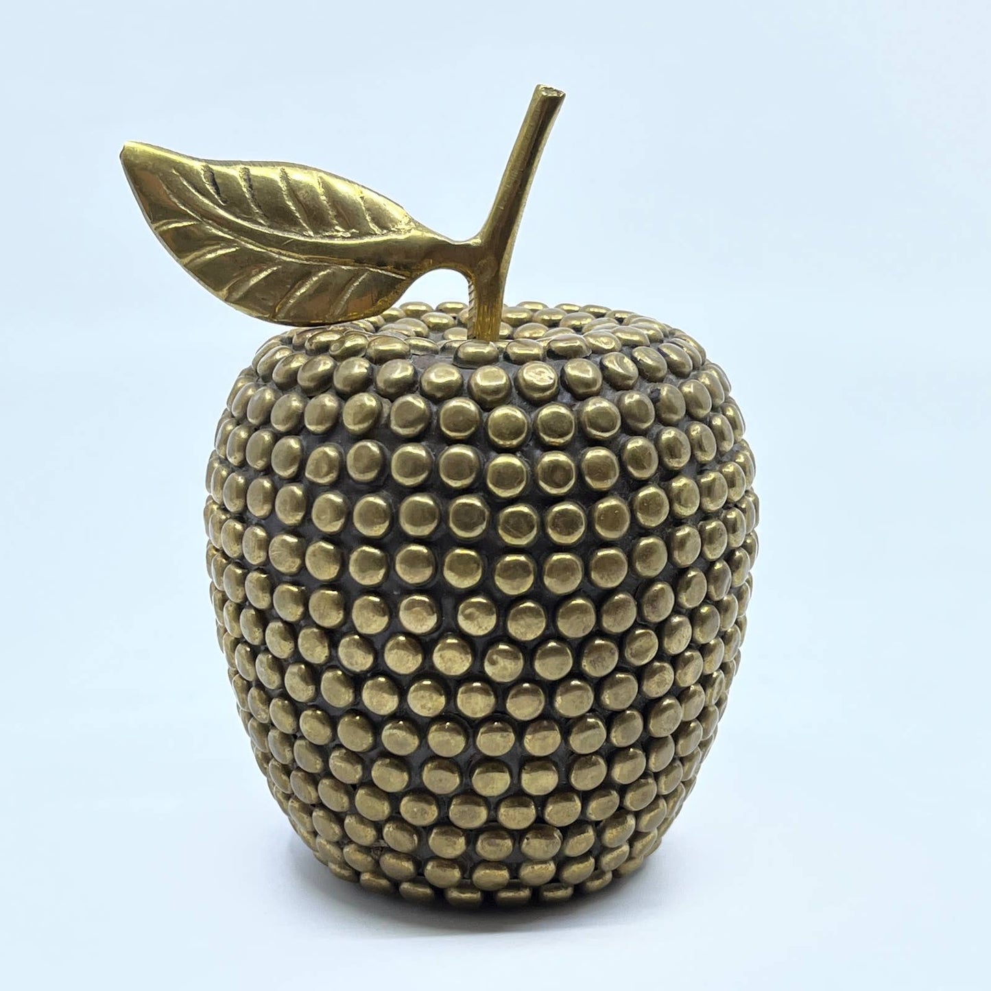 Vintage MCM Retro Brass Studded Apple Figurine Decorative Fruit 4” TF5