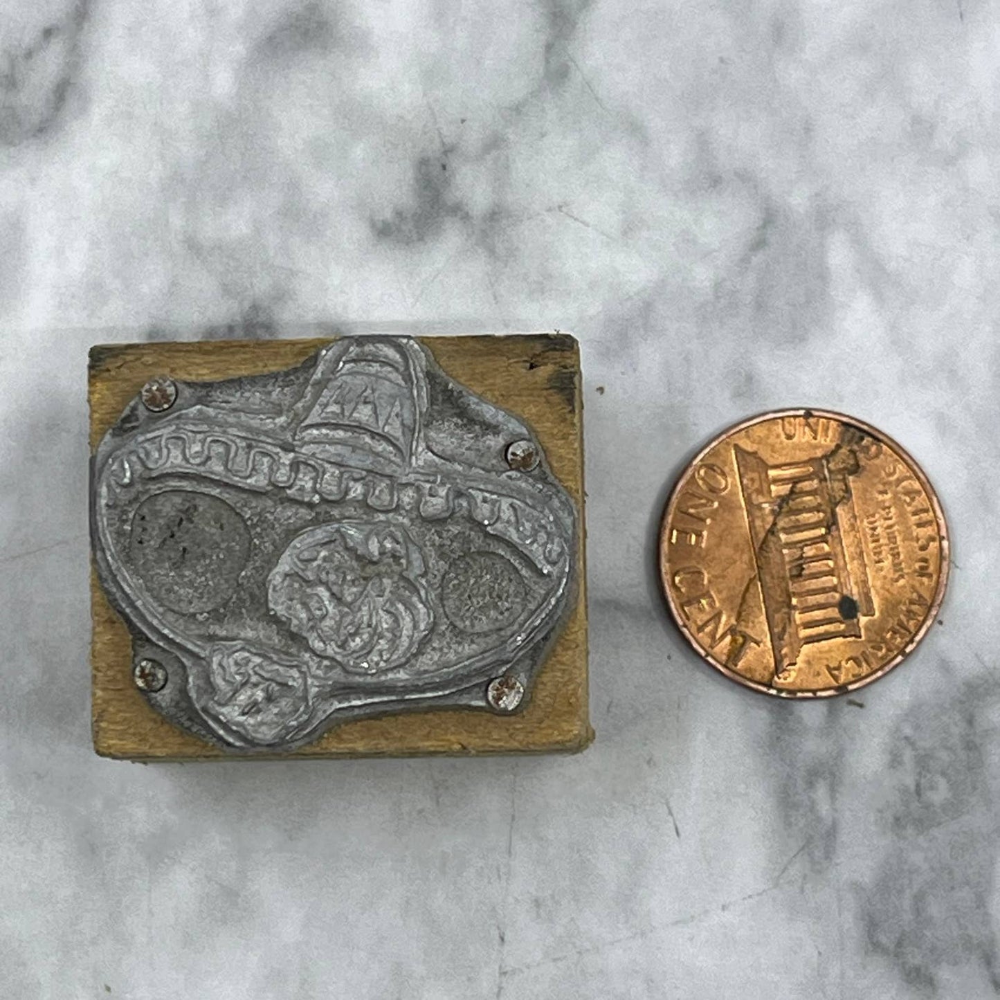 Vintage Printing Letterpress Printers Block Plate Sombrero TJ59