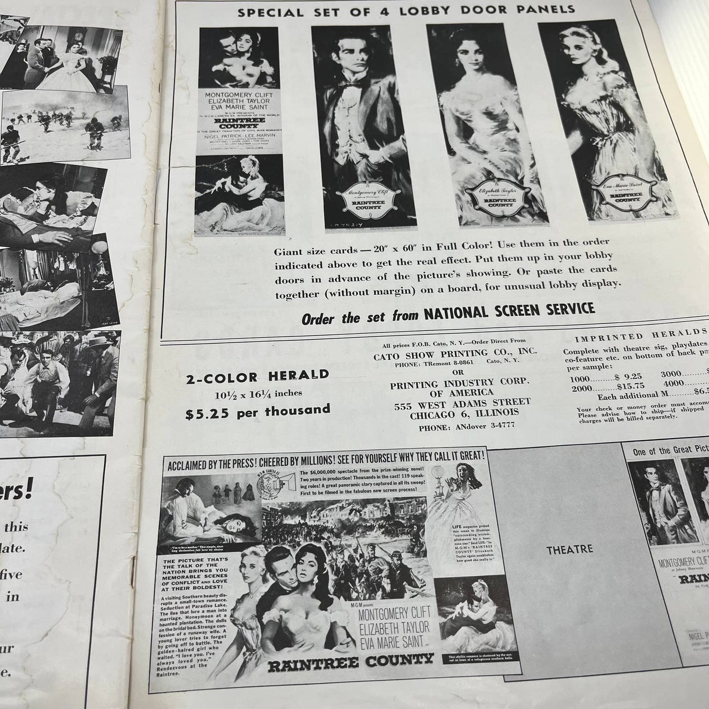 RAINTREE COUNTY 1957 Elizabeth Taylor, Montgomery Clift US PRESSBOOK FL3