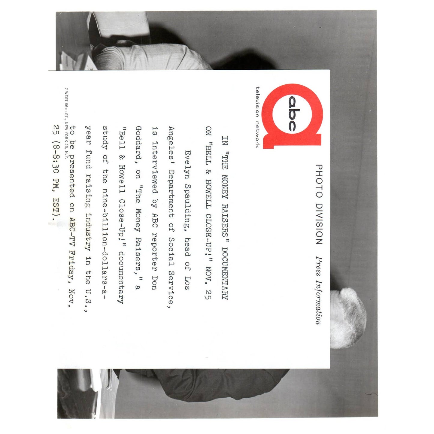 c1960 Press Photo Bell & Howell The Money Raisers Evelyn Spaulding ABC TJ7-1