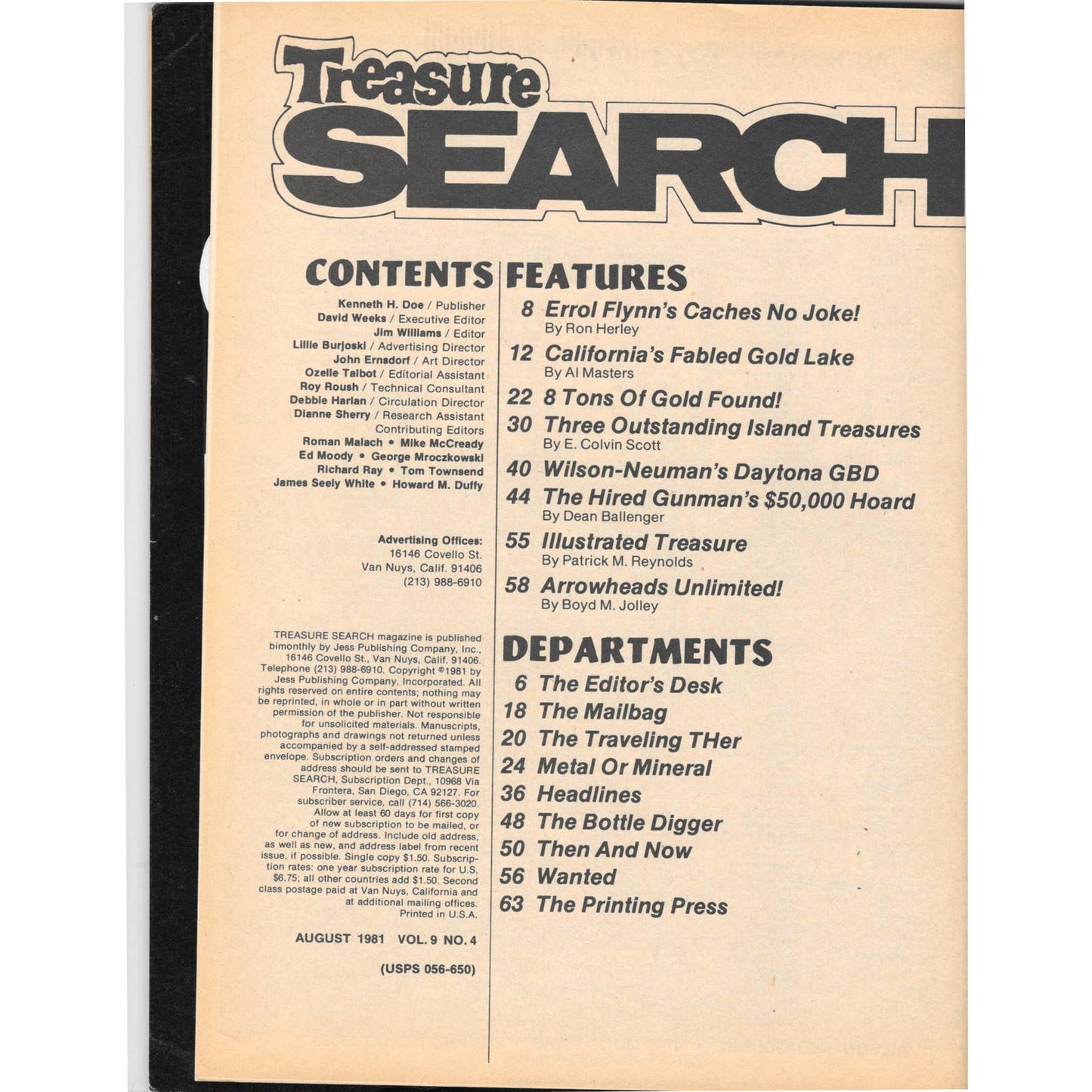 Treasure Search Magazine 1981 August Metal Detecting Gold Diamonds M2