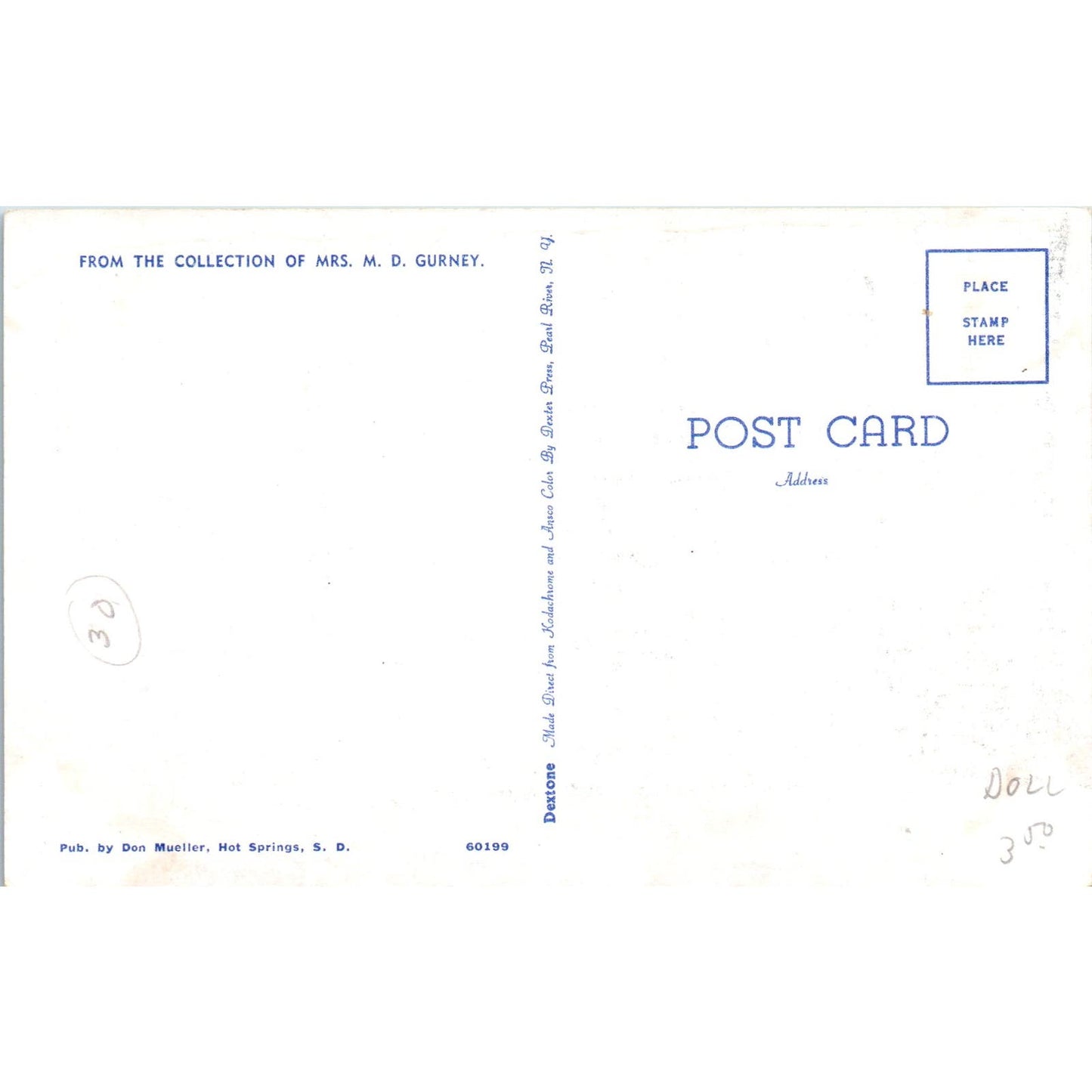 Rare Dolls From the Collection of M.D. Gurney Original Postcard PB10