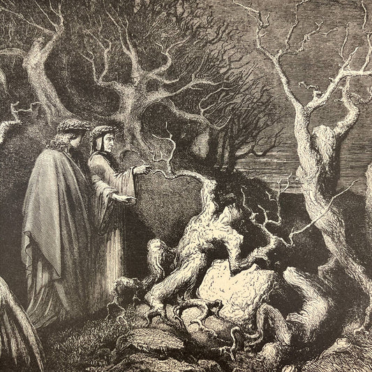 Original 1880s Gustave Dore Engraving Divine Comedy Why pluck'st thou me?" FL4