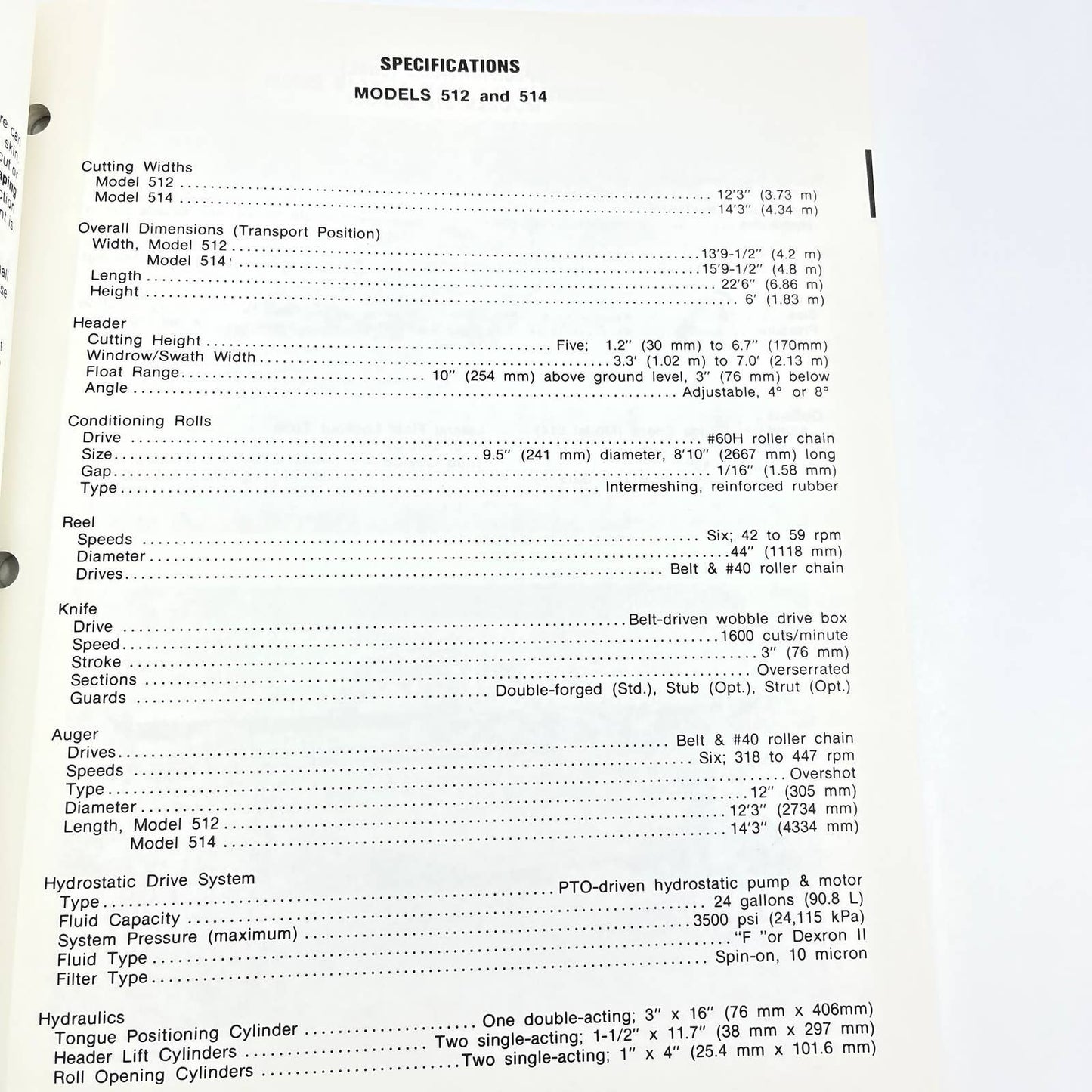 Original 1986 New Idea Service Manual 986814 Mower Conditioners 512 514 TB9