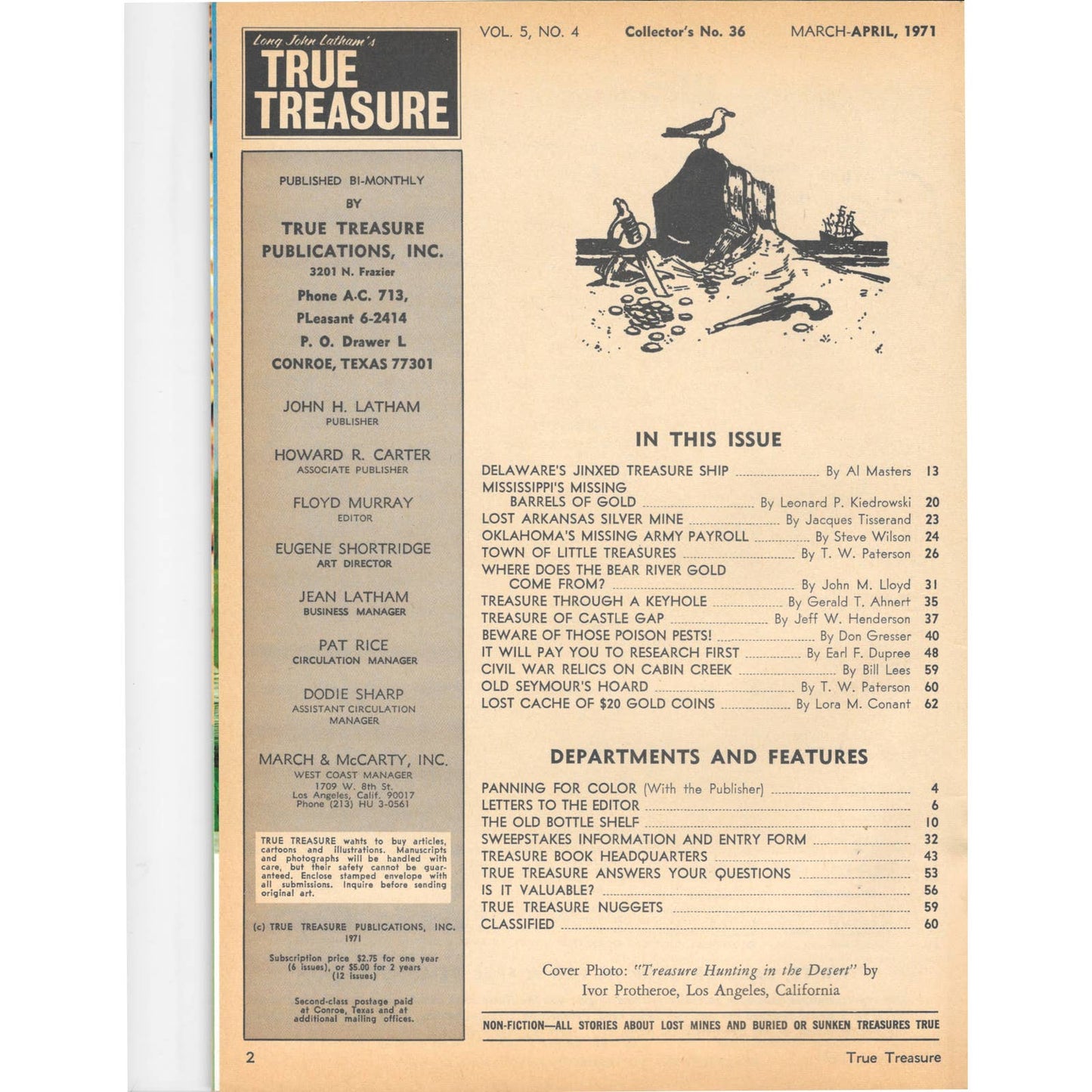Long John Lathams Lost Treasure Magazine Lost Mines, Buried, Sunken Apr 1971 MB1