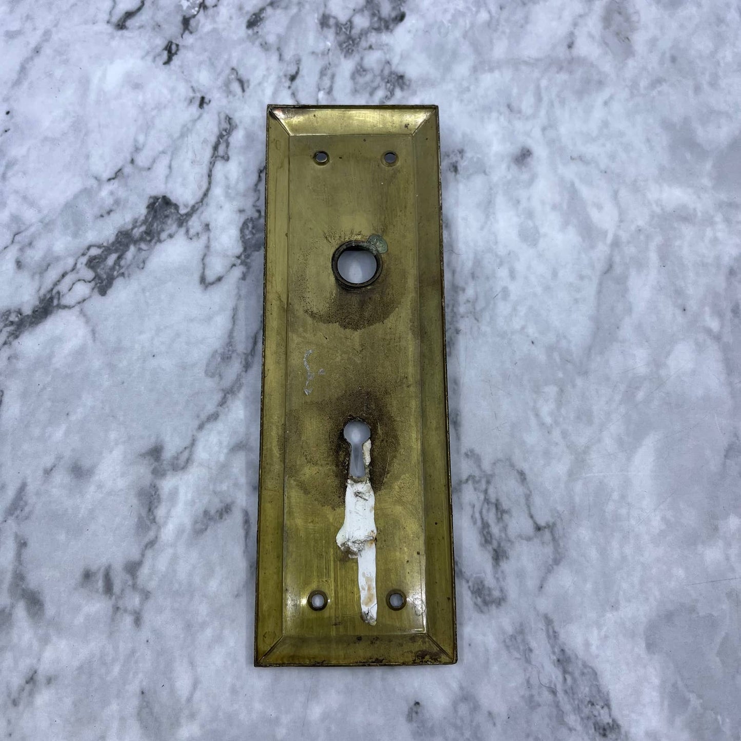 Antique Brass Door Backplate Escutcheon Art Deco Architectural Salvage TH1-2