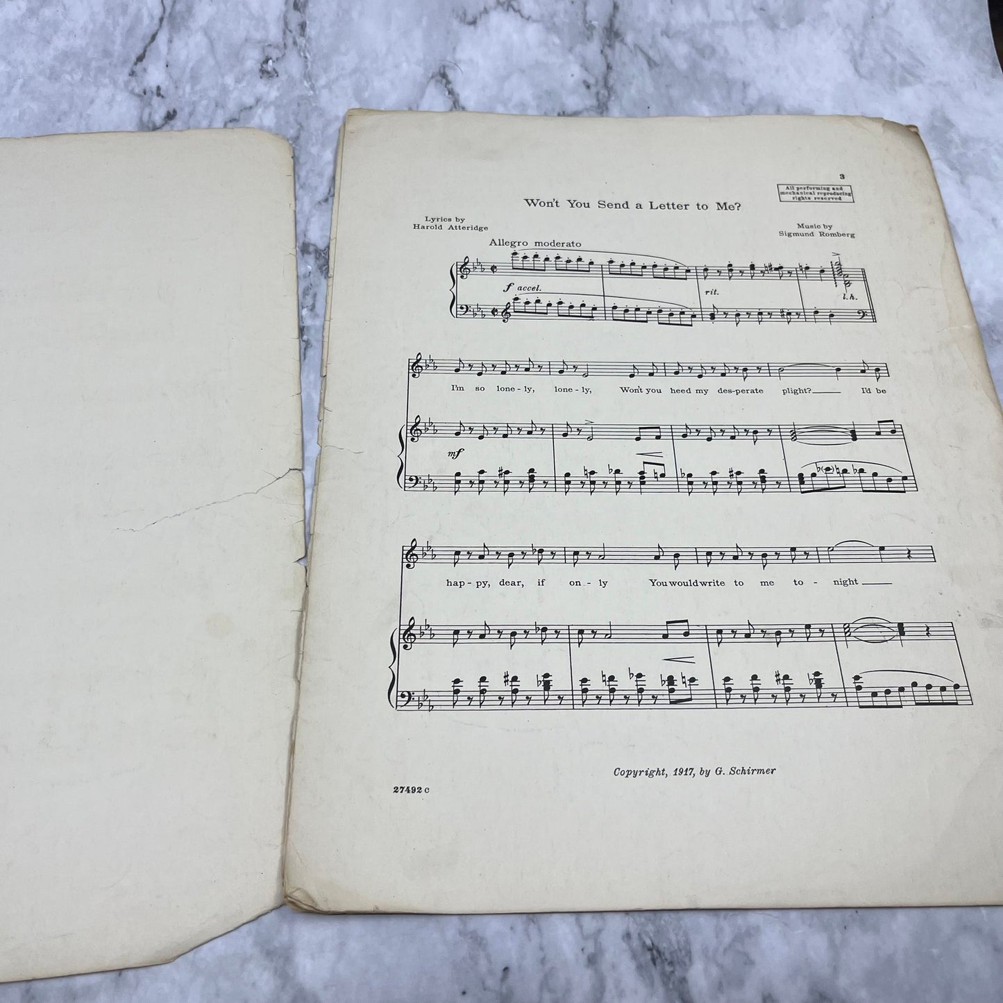 Won't You Send a Letter to Me? From Passing Show of 1917 Sheet Music V41-2