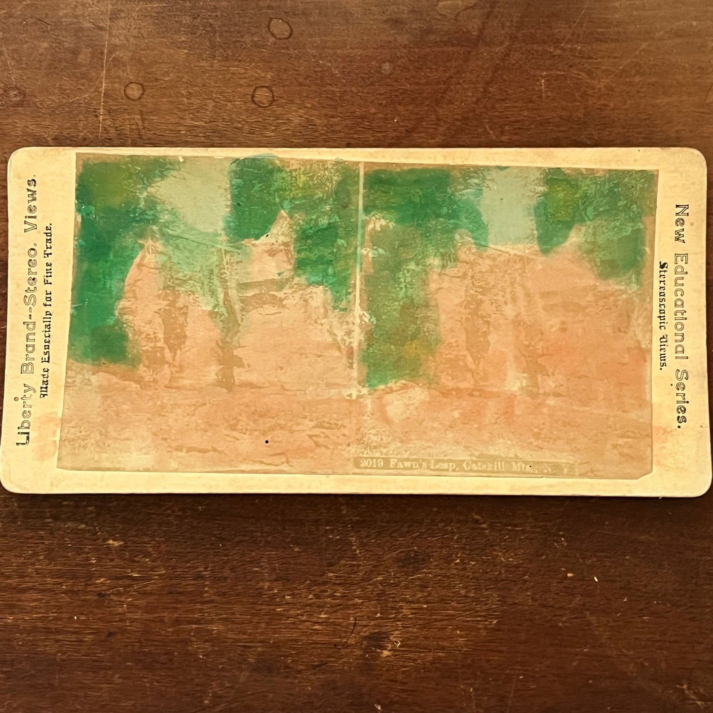 Fawn's Leap Catskill Mountains New York Tinted Antique Stereoview Card H2-5
