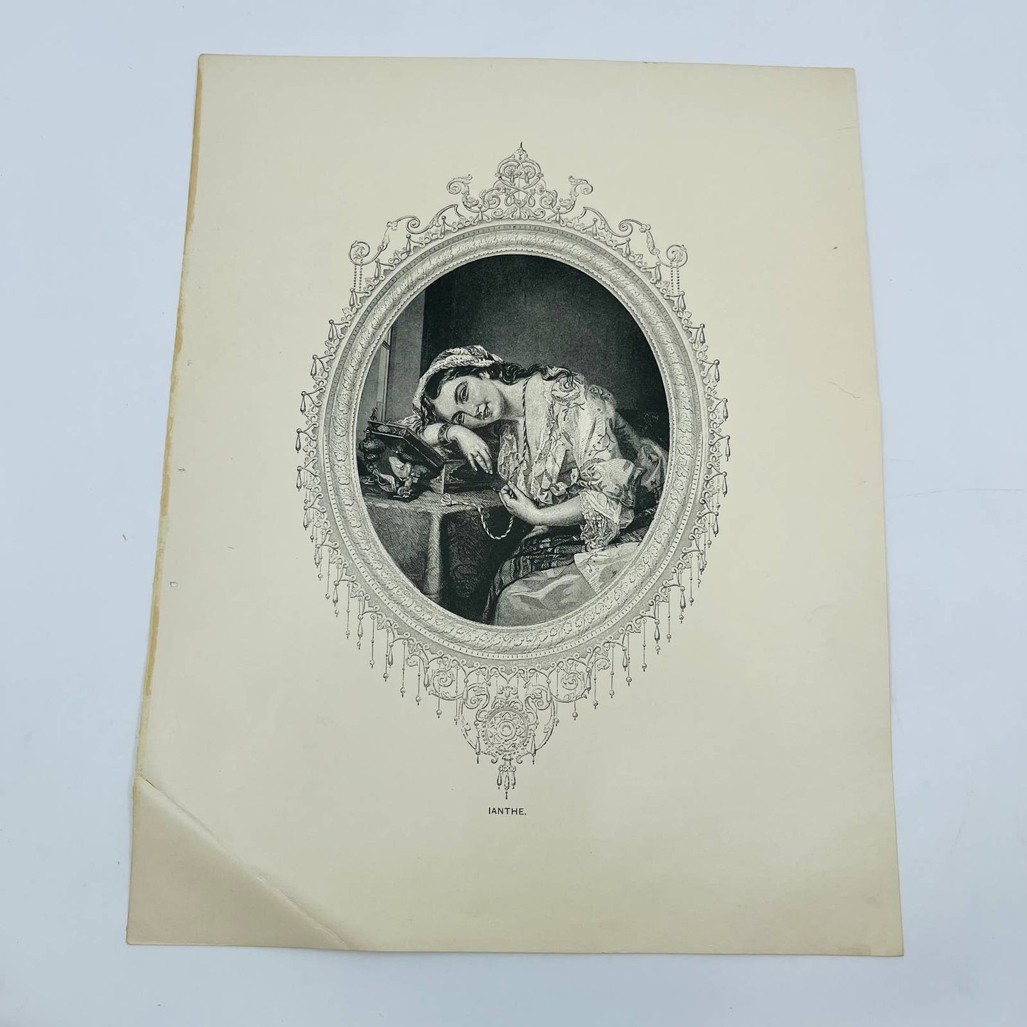 1880s Victorian Art Print Engraving Thomas Moore The Summer Fête IANTHE