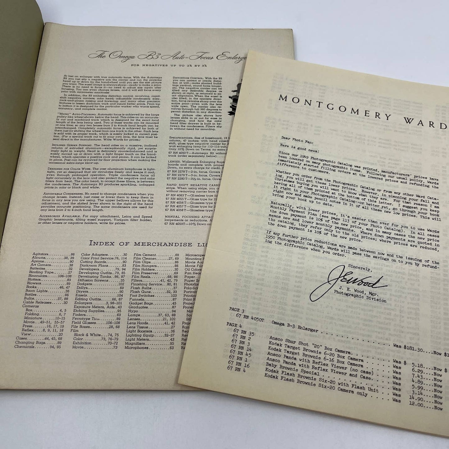 1949 Montgomery Ward Photographic Catalog Photography Cameras Kodak Ansco TG1