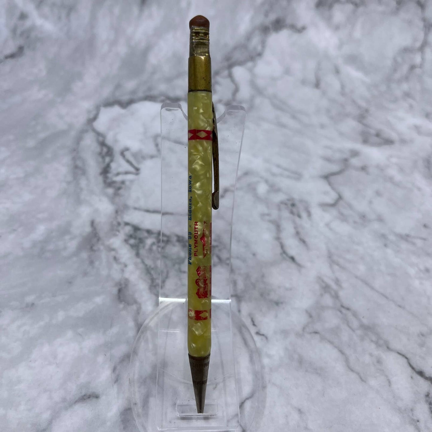 Vintage Marble Mechanical Pencil Johnson Motor Co Dodge Plymouth Eldora IA SE6