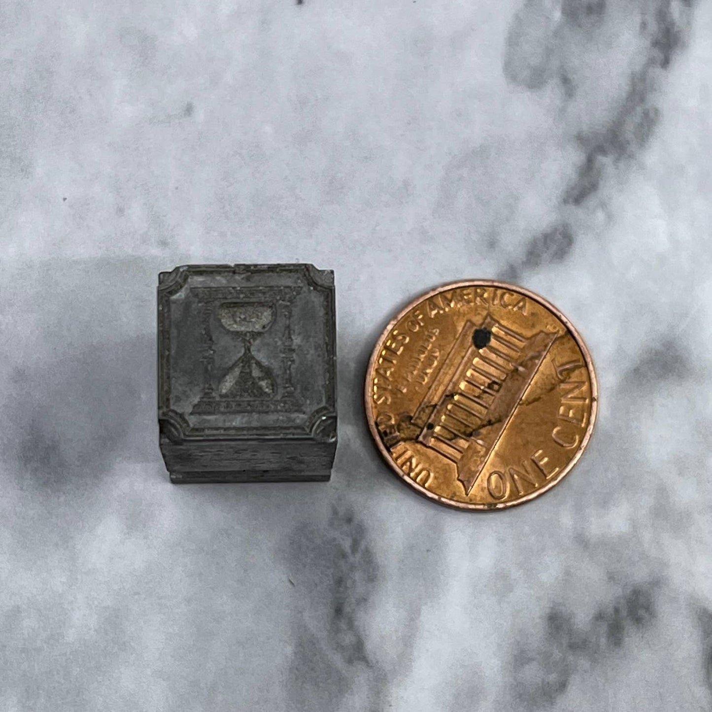 Vintage Printing Letterpress Printers Block Plate Hourglass Sand Timer TJ514