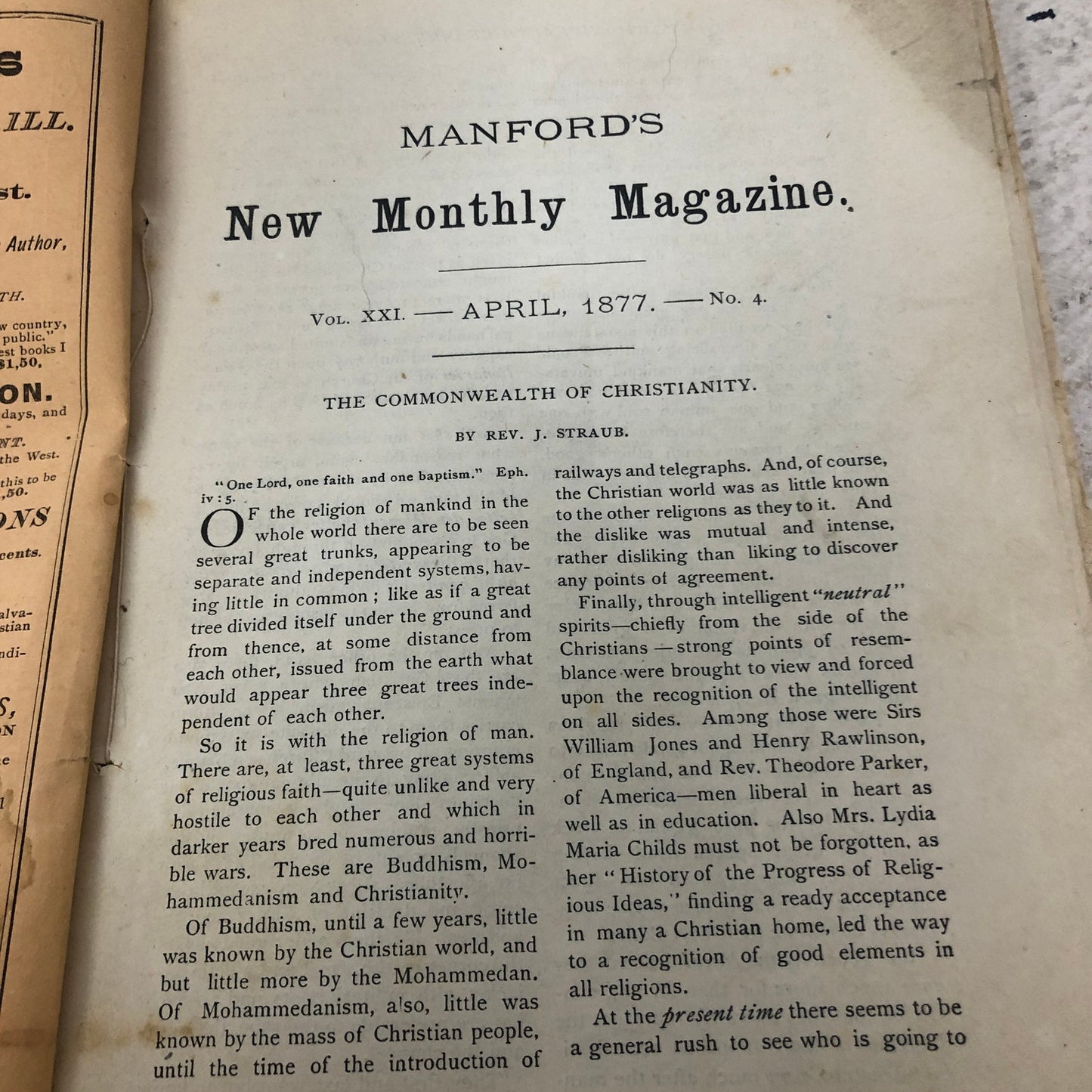 1877 April - Mansford’s Magazine A Literary and Religious Monthly Chicago TG7