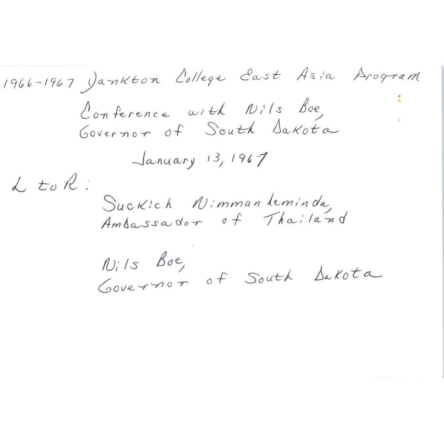 Governor Nils Boe & Sukich Nimmanleminda Conference Original Photo 5x7 TK1-P5