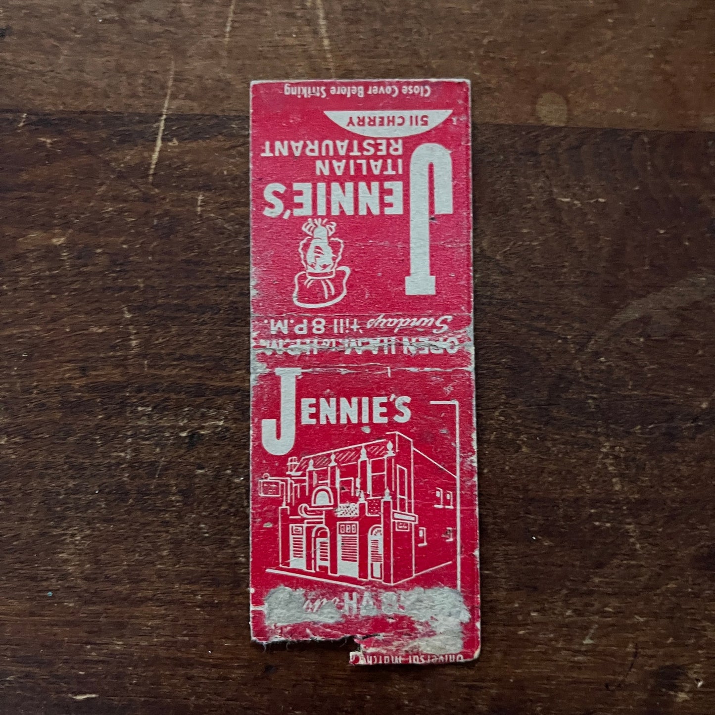 Jennie's Italian Restaurant Kansas City MO Advertising Matchbook Cover MM11-5