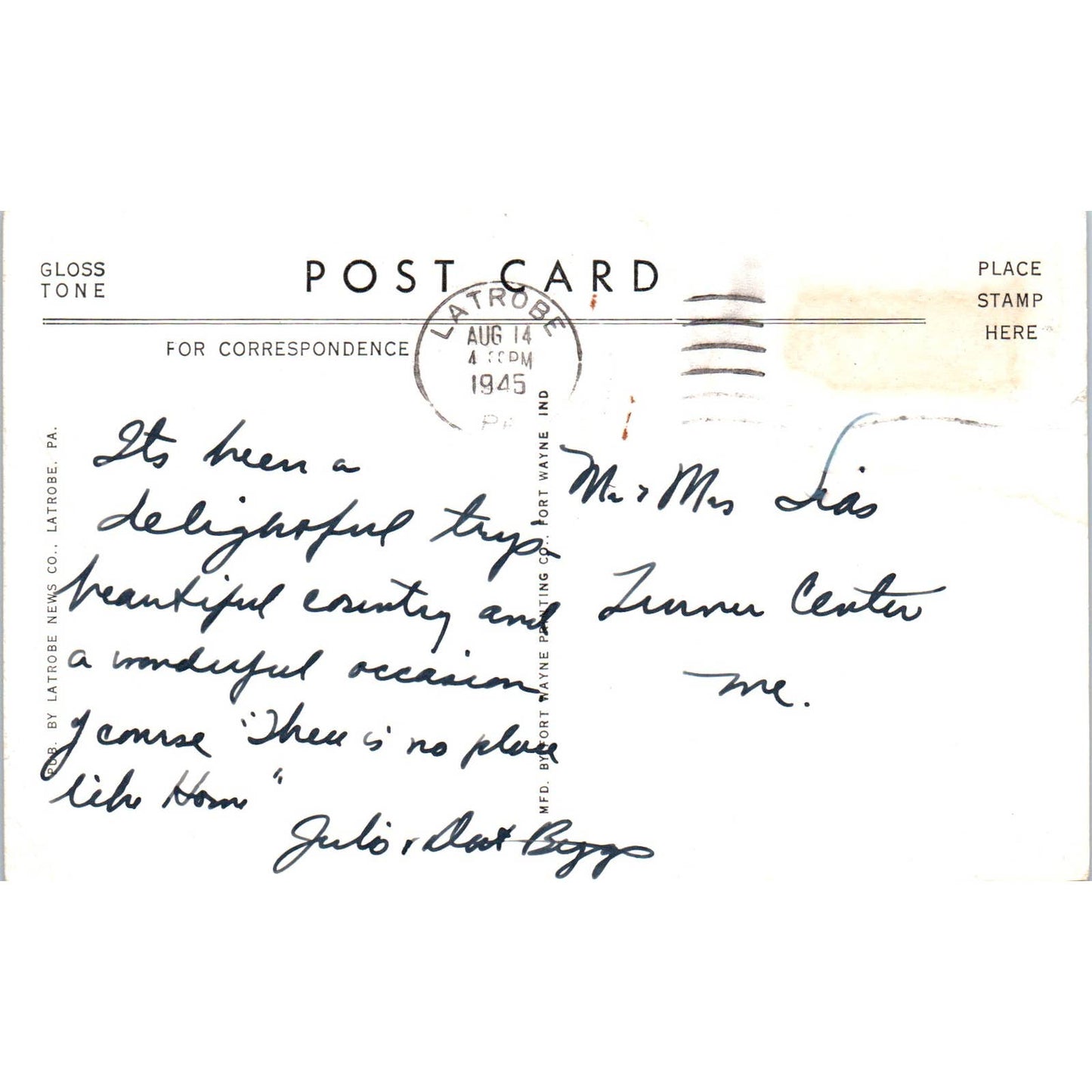 Vintage Postcard Lincoln Highway Looking East Near Latrobe PA TI1-1