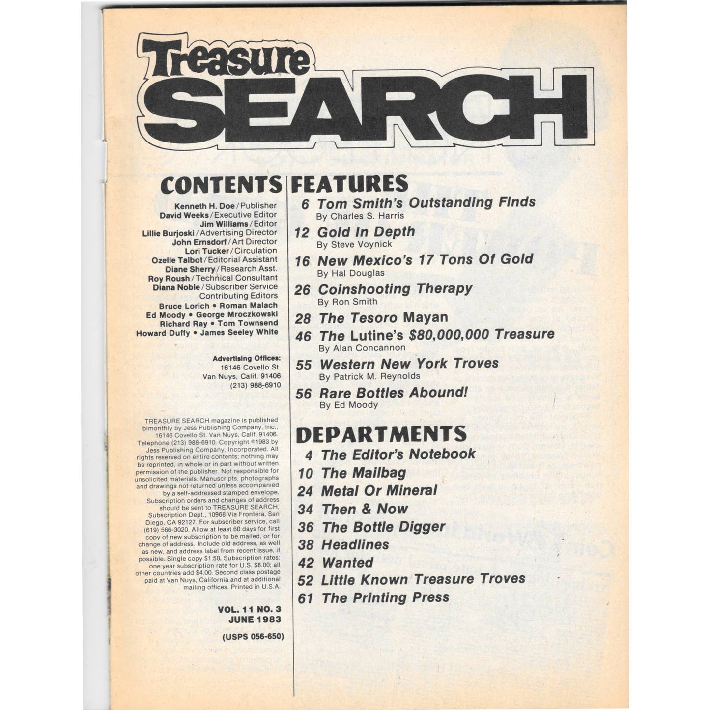 Treasure Search Magazine 1983 June Metal Detecting Gold Diamonds M2