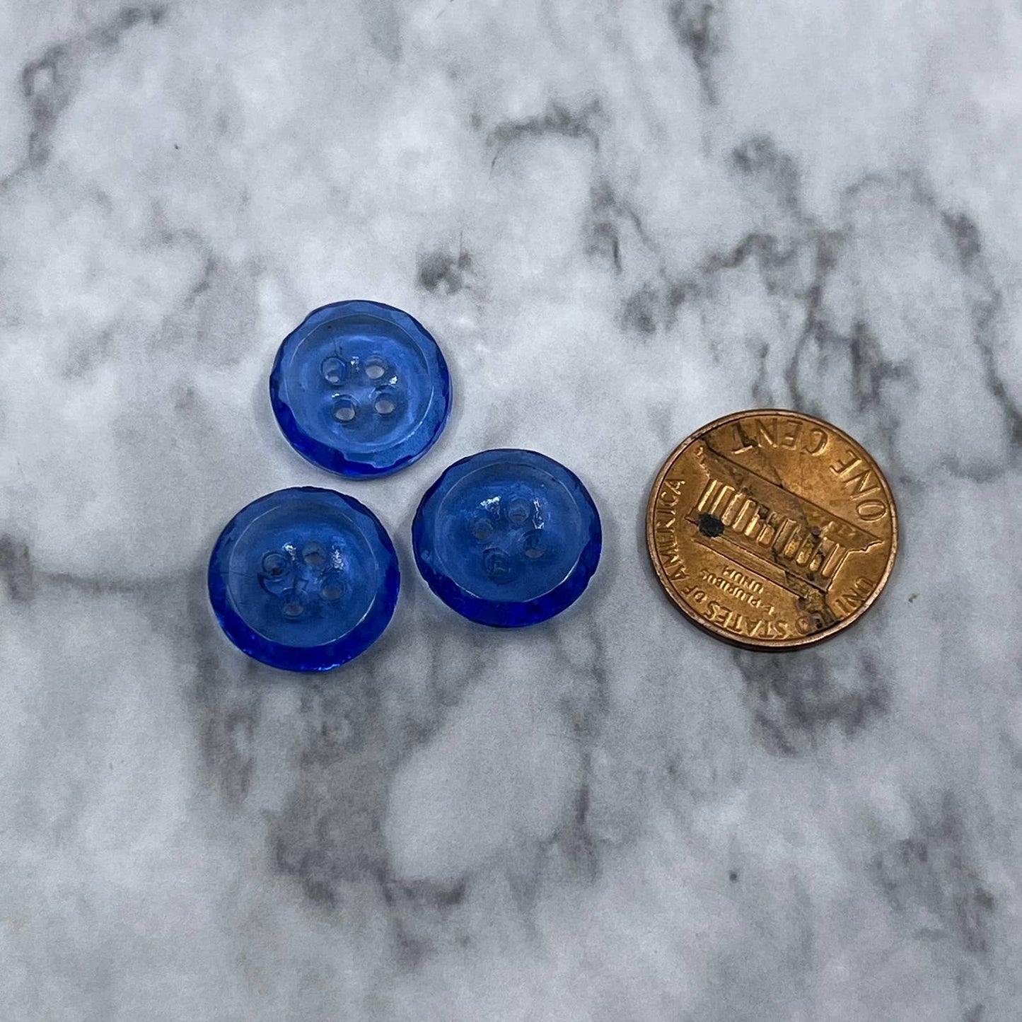 VTG Lot of 3 Cobalt Blue Glass Buttons SE8