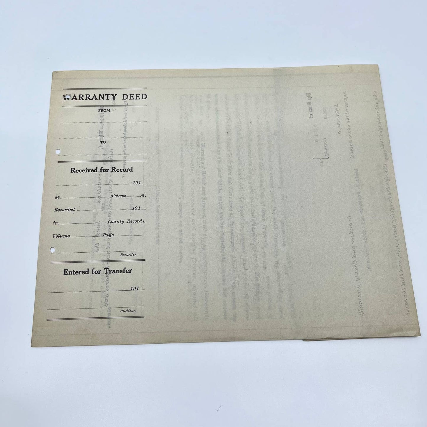 c1910 Lewis E. & Libby Wescott Land Deed Document Toledo OH AB2