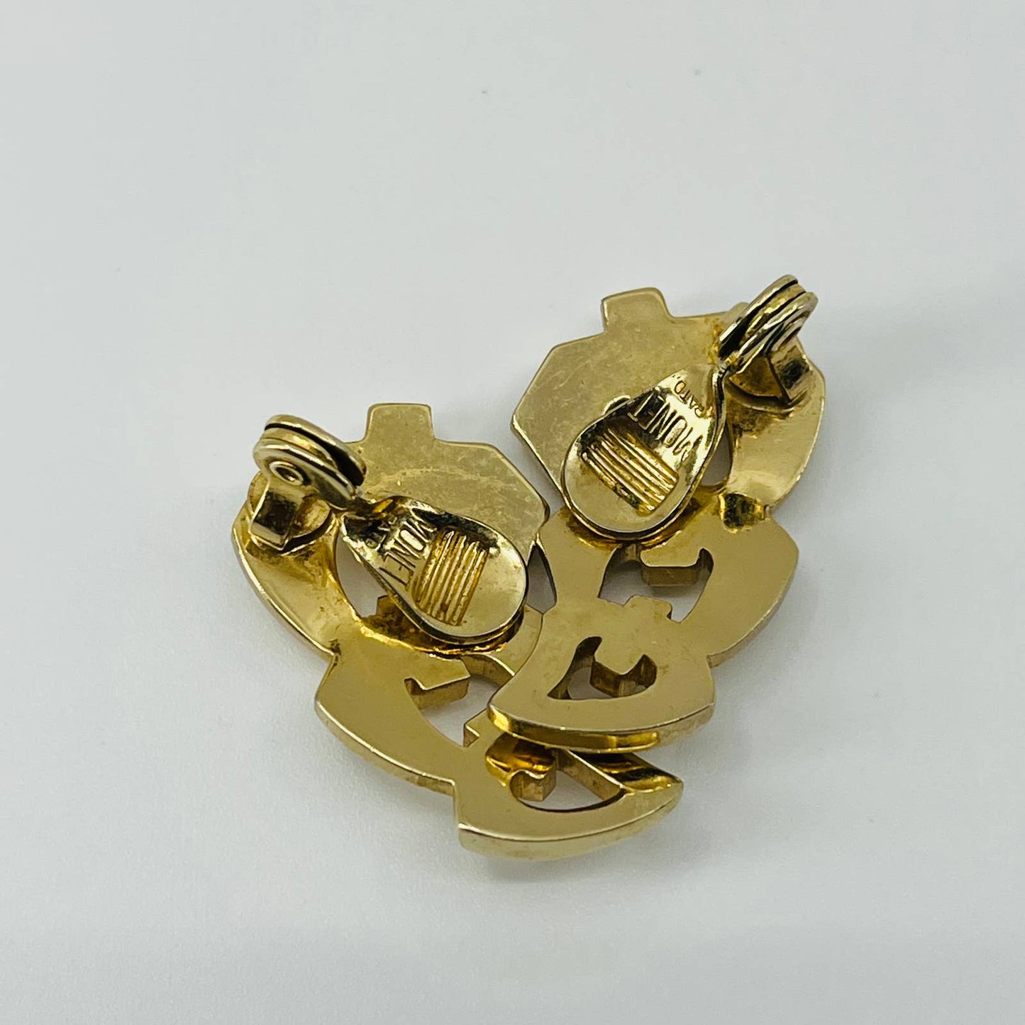 Vintage MCM Mod Monet Gold Tone Geometric Clip Earrings SB2