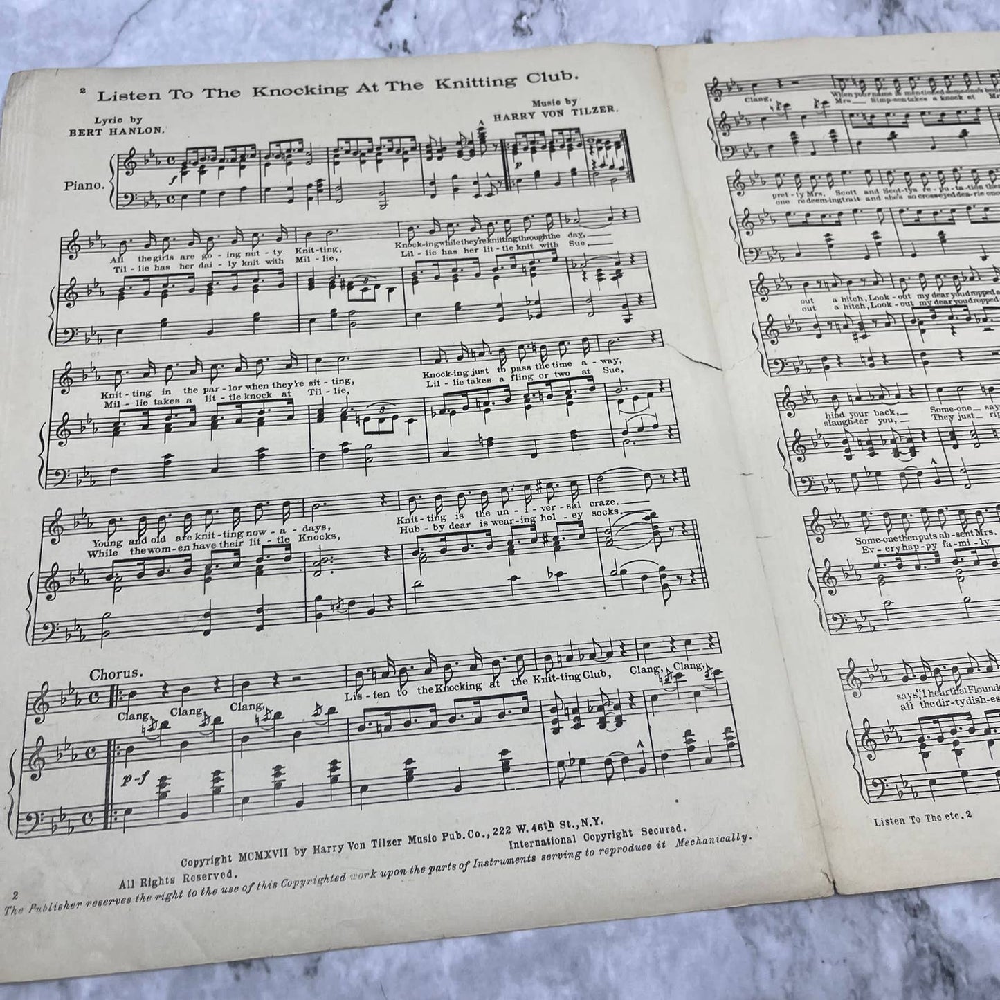 1917 Listen to the Knocking at the Knitting Club Sheet Music Adele Rowland TJ4