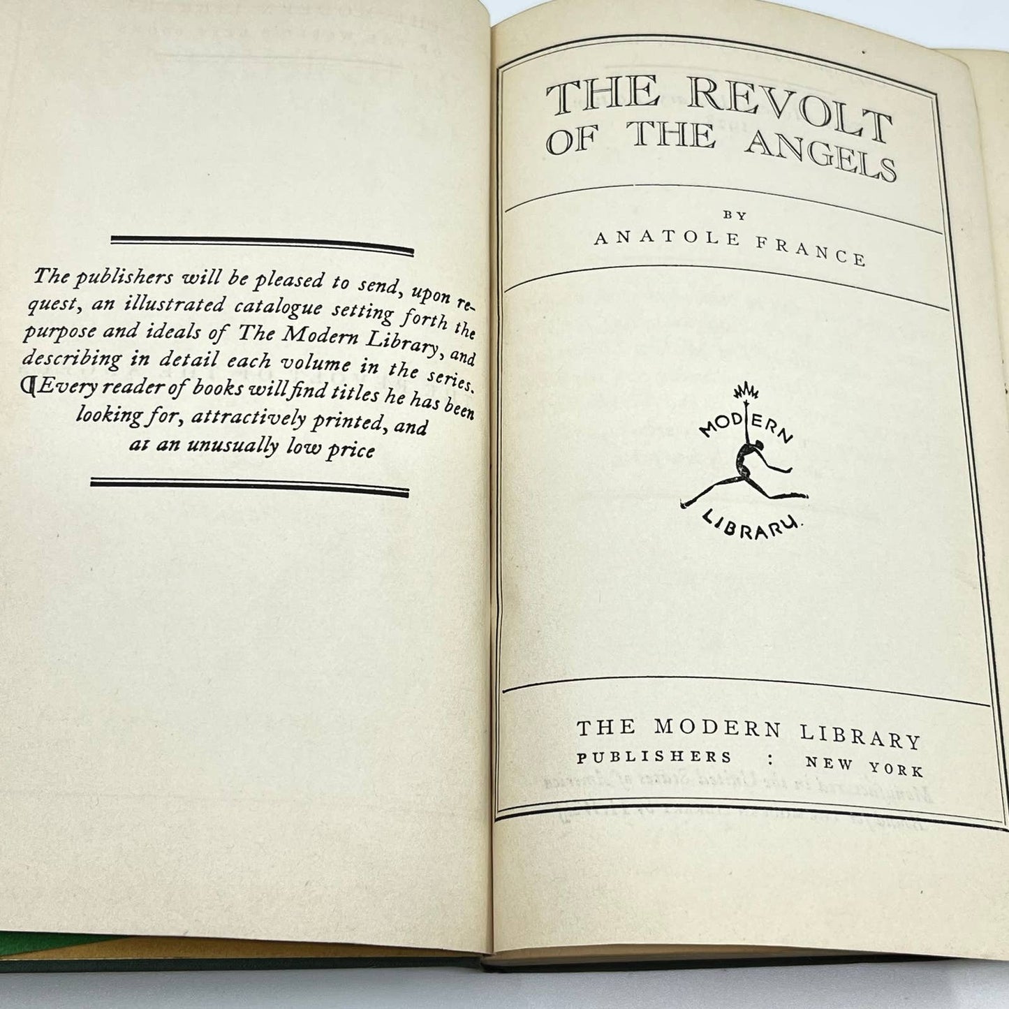 1928 The Revolt of the Angels Anatole France First Modern Library Edition TF2