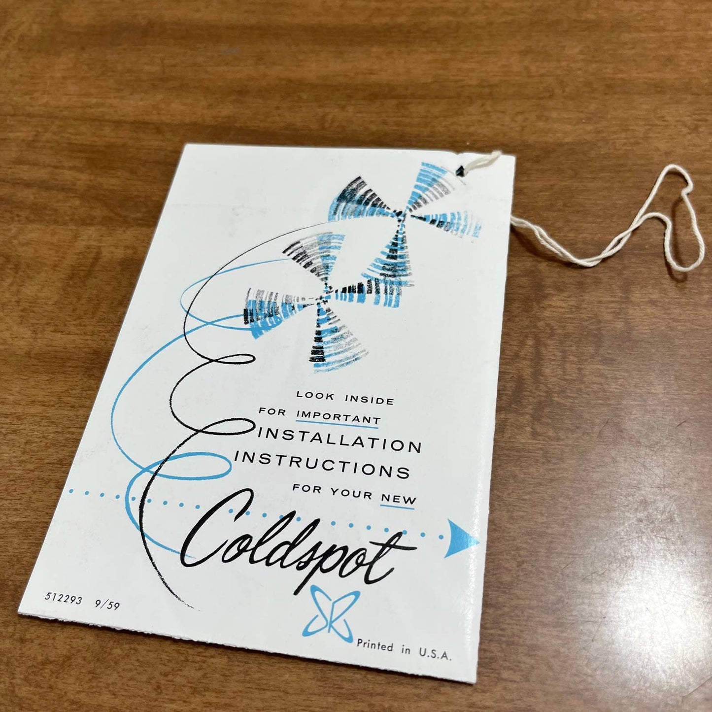 Vintage 1950s Coldspot Refrigerator Showroom Hang Tag Sears A3